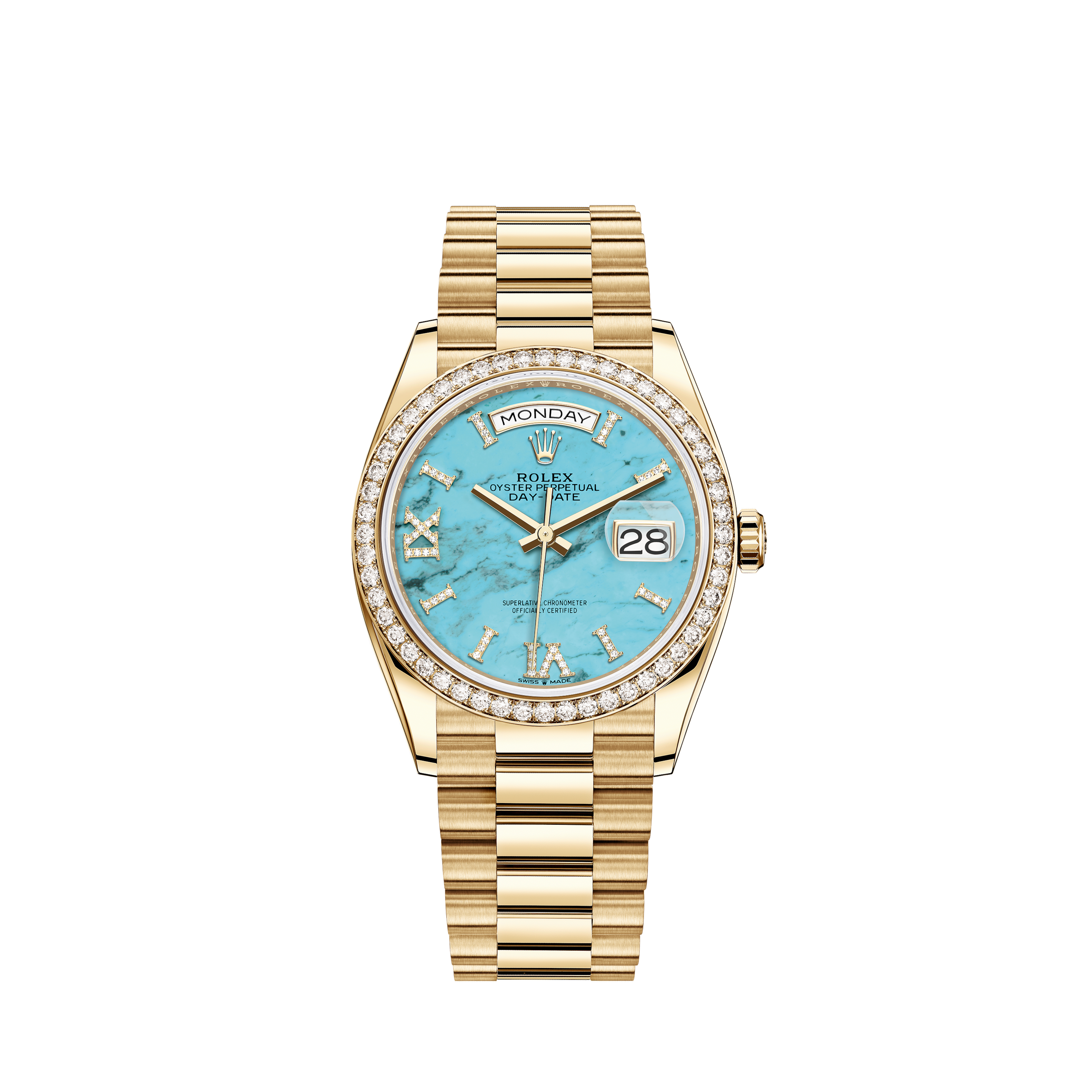 Rolex President Datejust 26mm 1.35ct Diamond Bezel/Baby Pink Dial Gold WatchRolex Oyster Perpetual Datejust Rhodium Dial Automatic Men's Watch - 126300