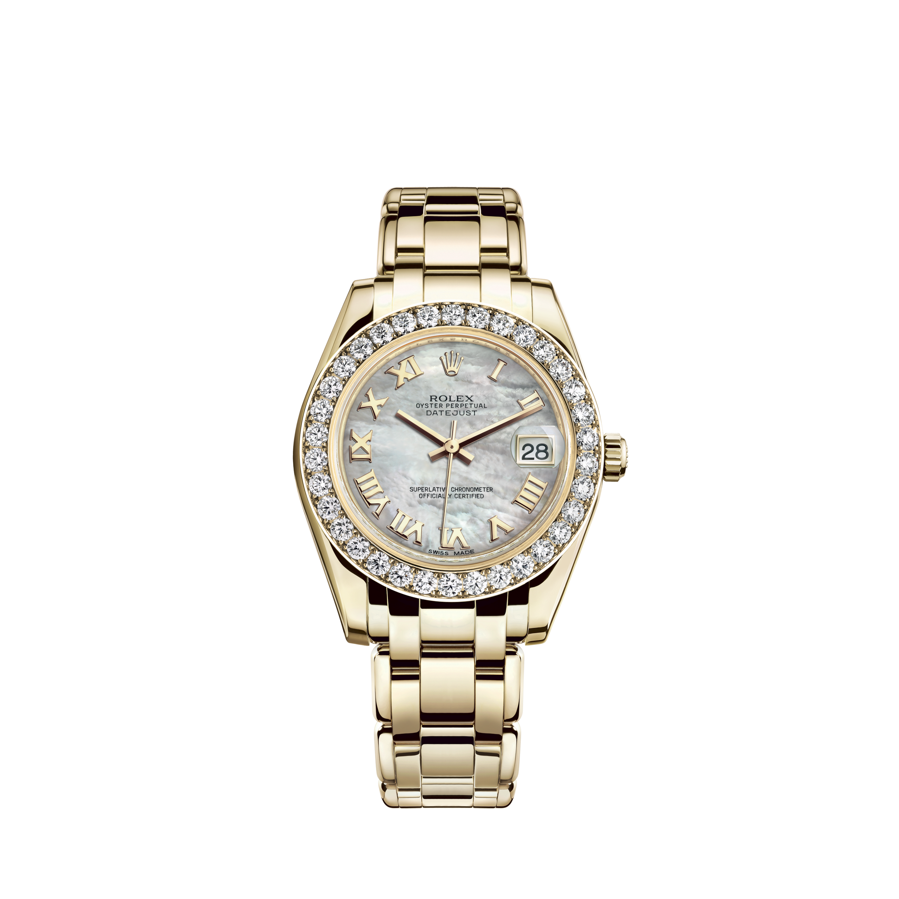 Rolex 26mm Datejust 18kt Gold Ice Blue String Diamond Dial with Vintage Markers Diamond Bezel 6917