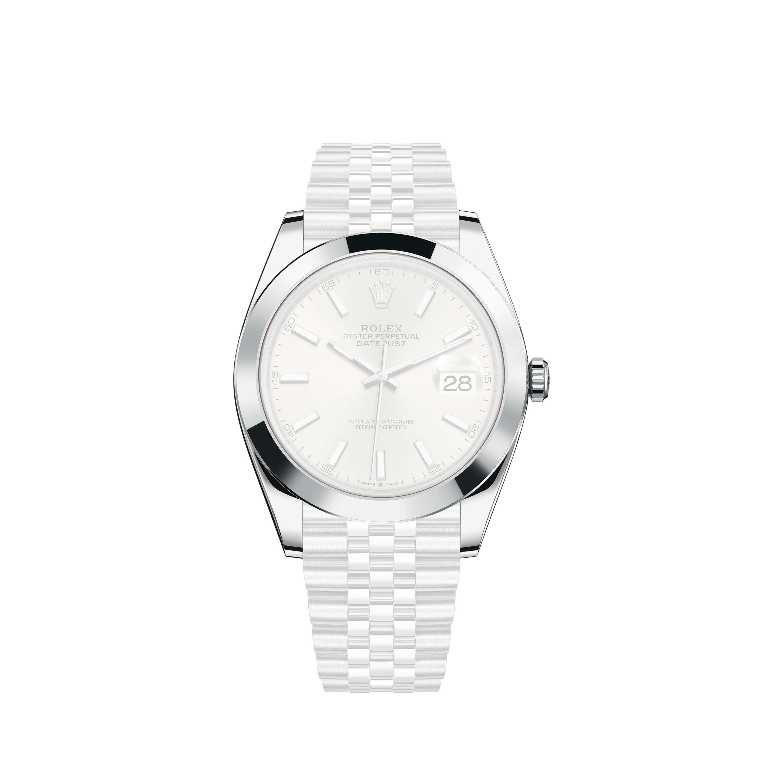 Rolex Mens Rolex Datejust 18k White Gold Sapphire Diamond & Steel Watch W/ Rolex Band