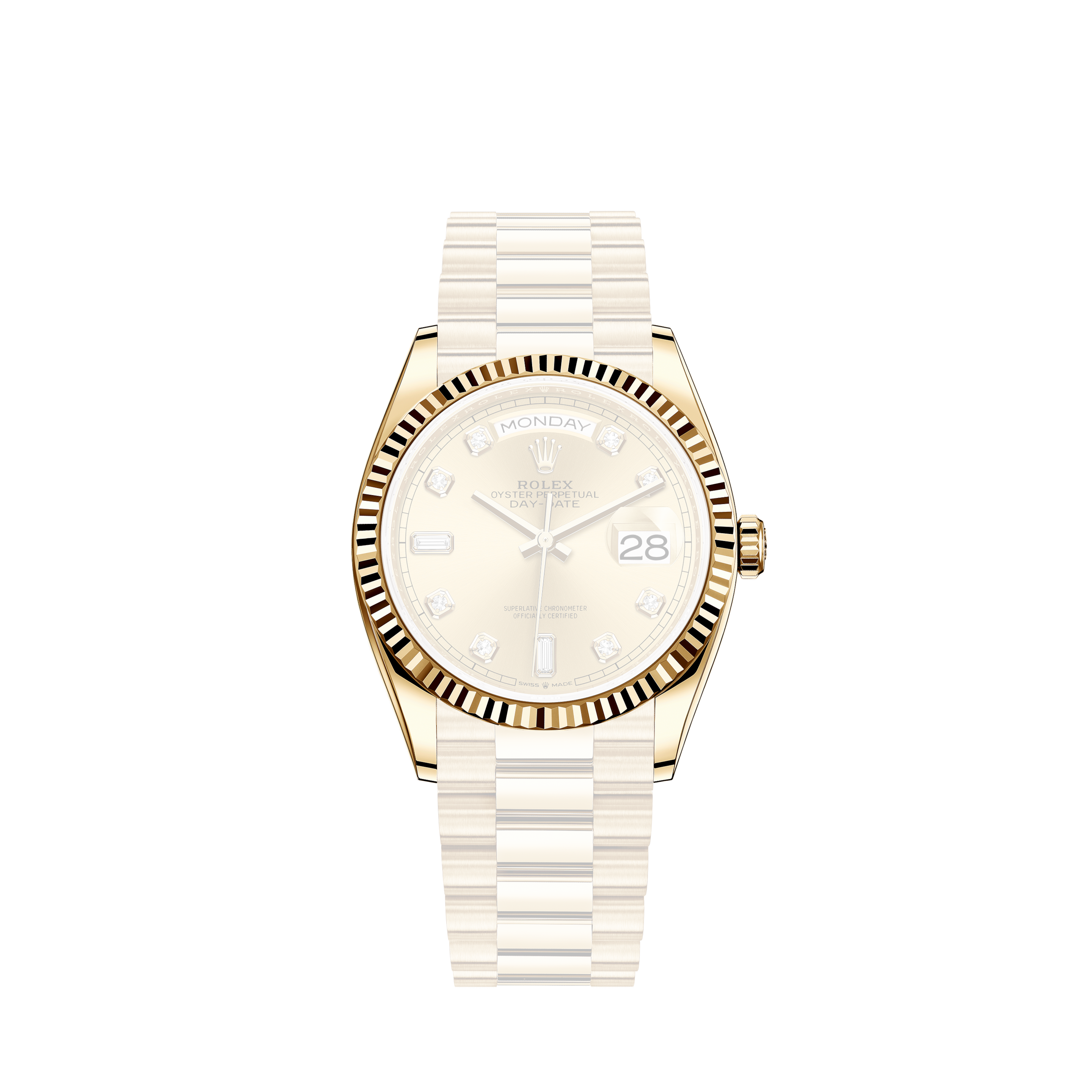 Rolex Lady Datejust 26mm TT SS 18k Diamond Bezel White MOP String Diamond Dial