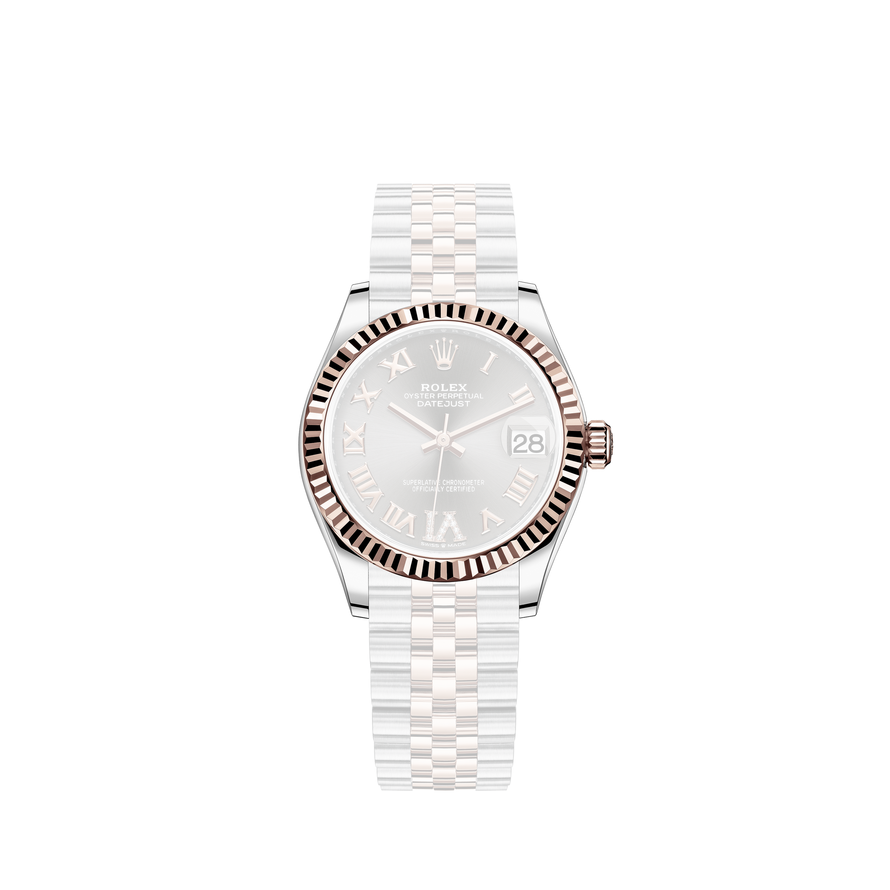 Rolex Men's Customized Rolex watch 36mm Datejust SS Glossy Pink Flower Dial with Diamond Accent