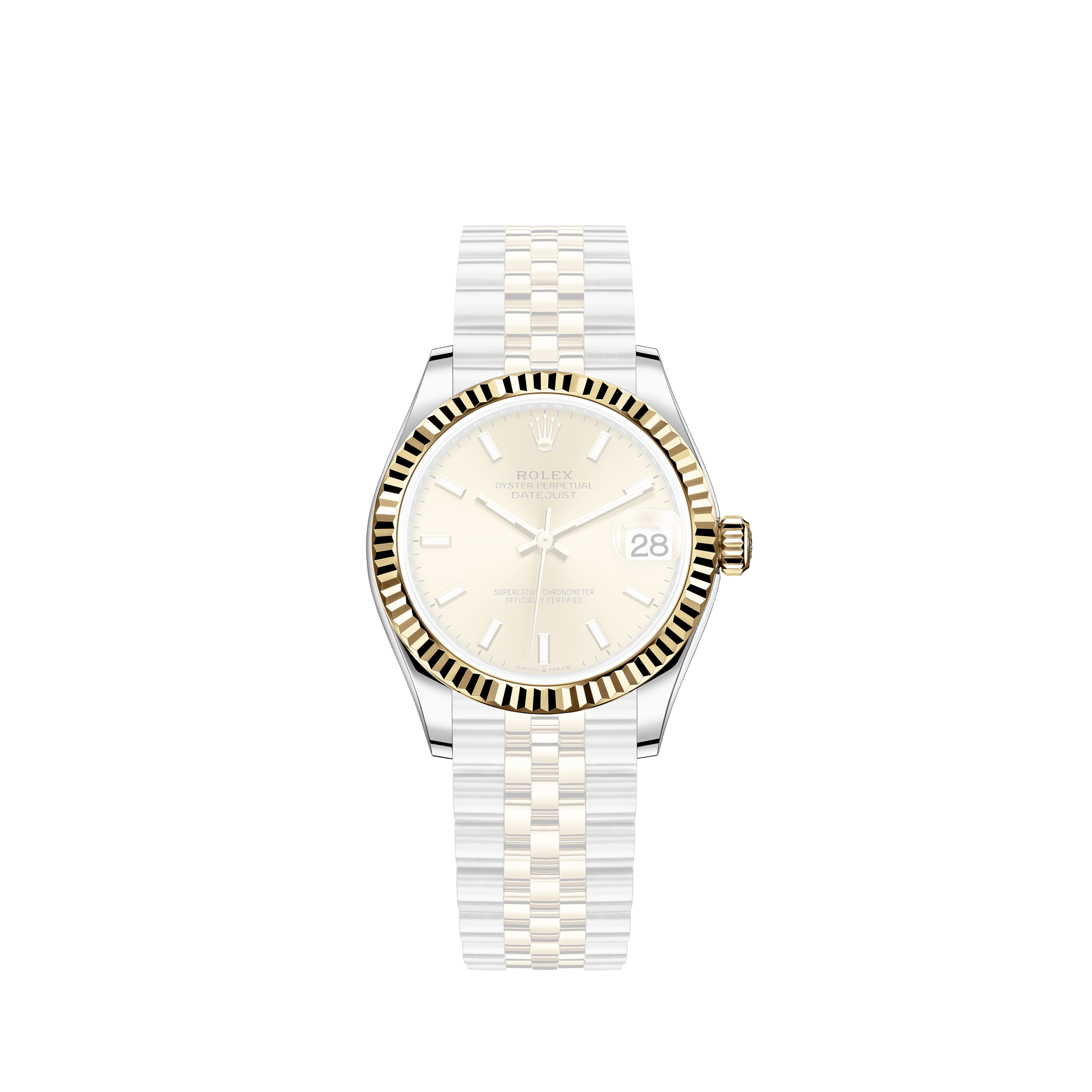 Rolex President Datejust Ladies 26mm Diamond Bezel/Pink MOP Dial Gold Watch