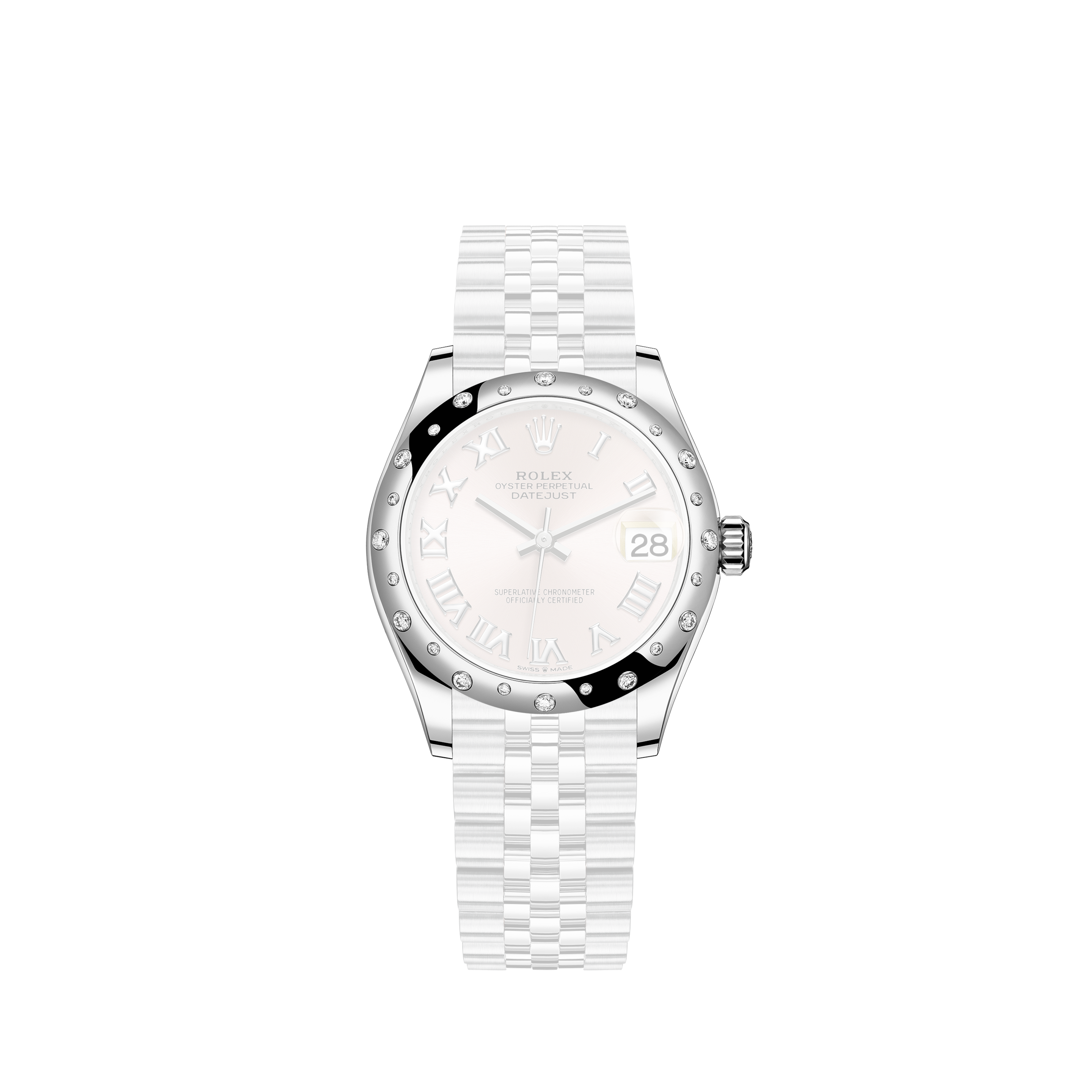 Rolex Datejust 26mm 2Ct Diamond Bezel/Lugs/White Dial Jubilee Steel Watch