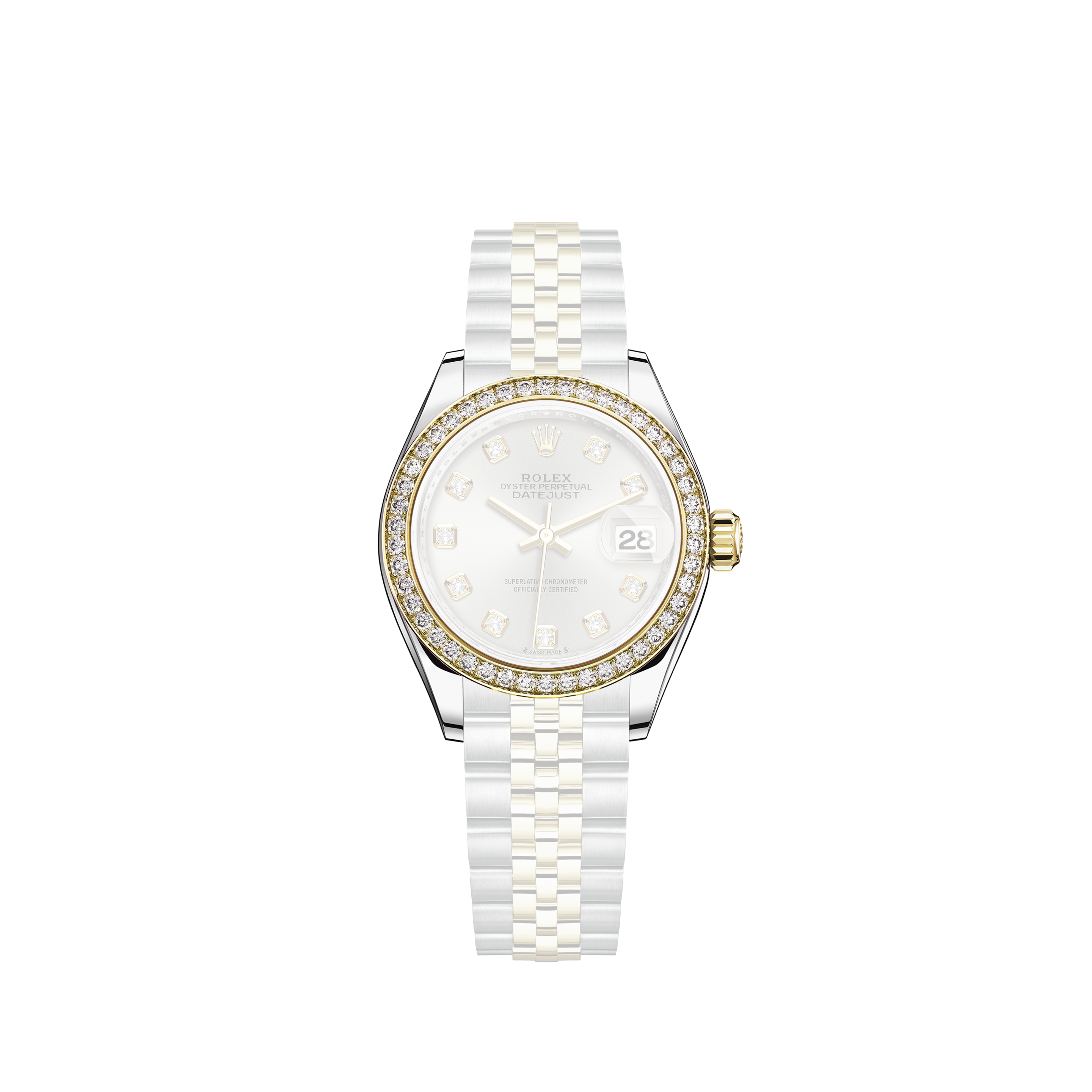 Rolex Women's Datejust Midsize Two Tone Fluted Black Index DialRolex Women's Datejust Midsize Two Tone Fluted Black Roman Dial