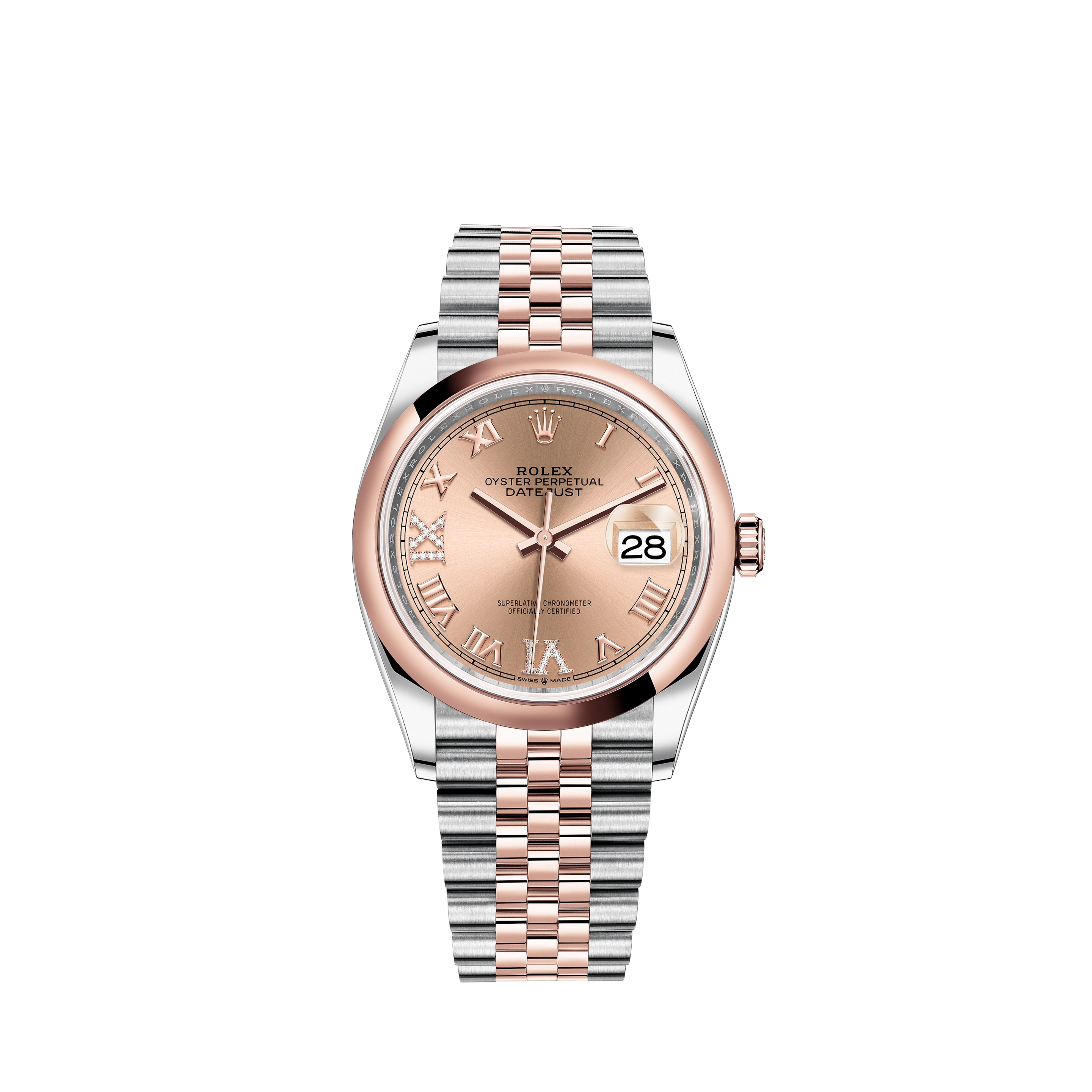 Rolex Ladies Datejust 18k Gold Diamond & Steel Factory Dial Quickset Watch