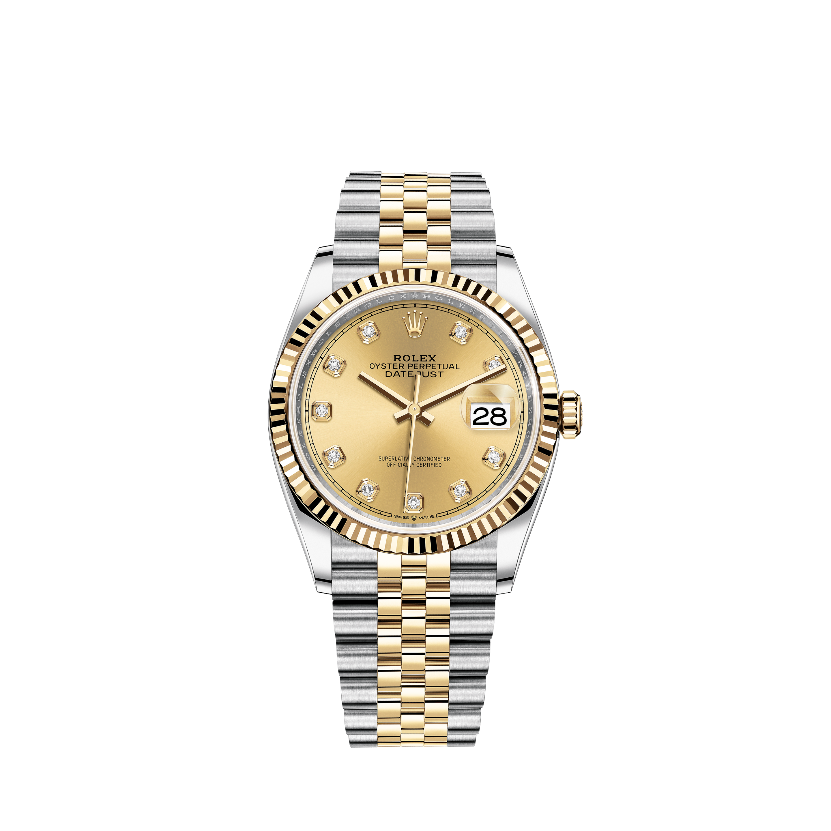 Rolex Women's New Style Two-Tone Datejust with Custom Dark Mother of Pearl Diamond Dial and Bezel on Oyster Band