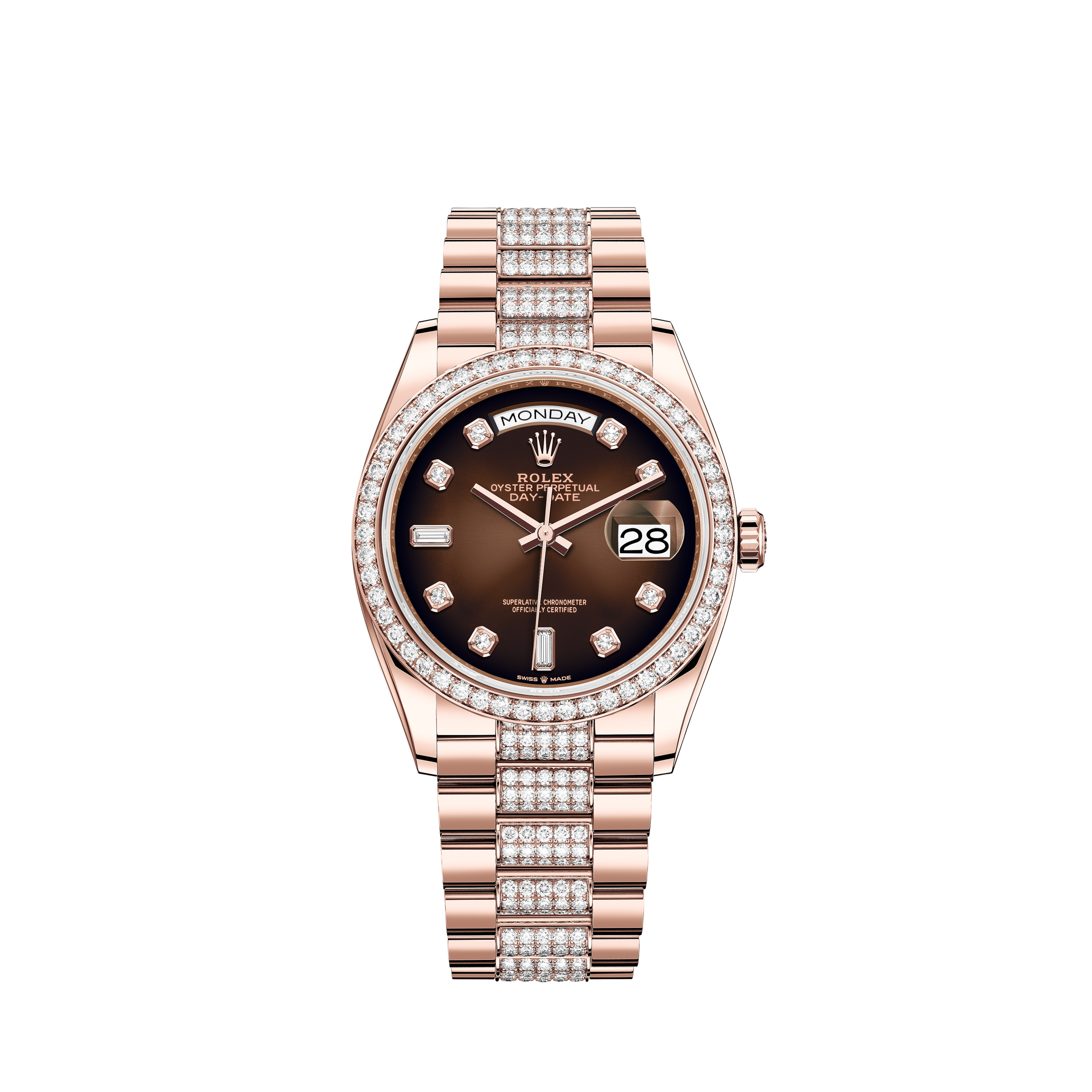 Rolex Datejust Oyster Two Tone Rose Gold Arabic Diamond Dial Iced Out 30Cts 126331