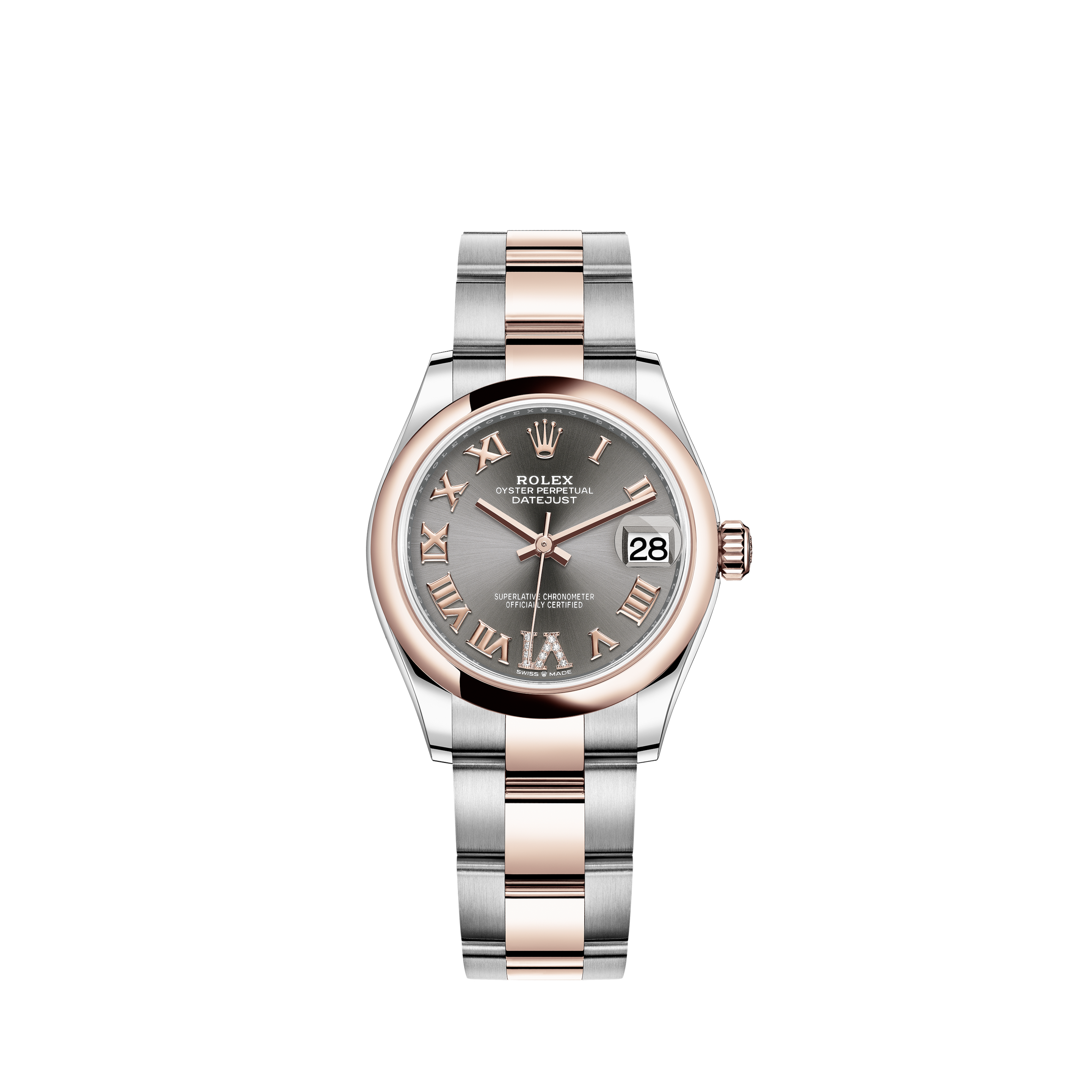 Rolex Women's New Style Two-Tone Datejust with Custom White Diamond Dial on Oyster Band