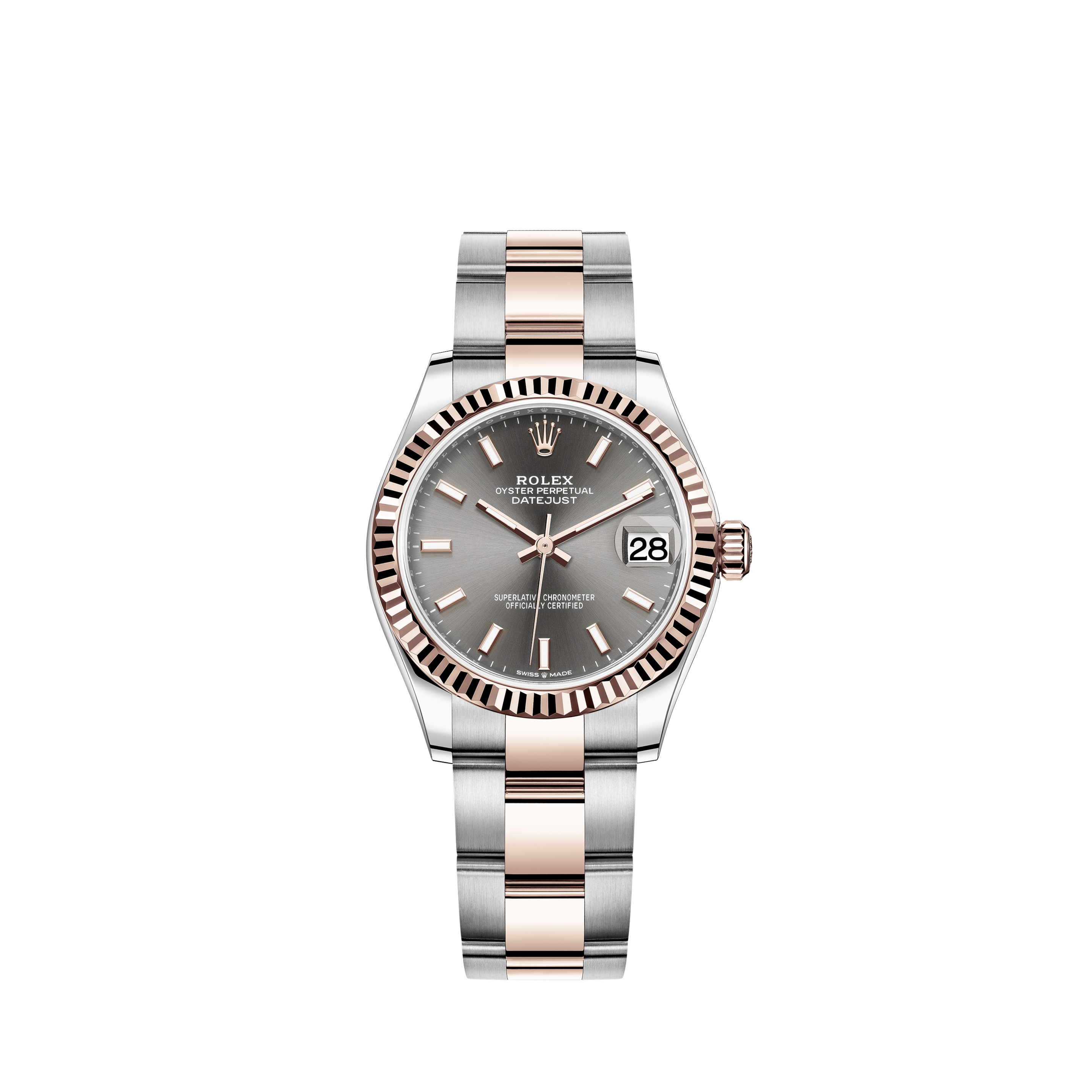 Rolex Datejust 36mm Stainless Steel and Rose Gold 126201 White Index Jubilee