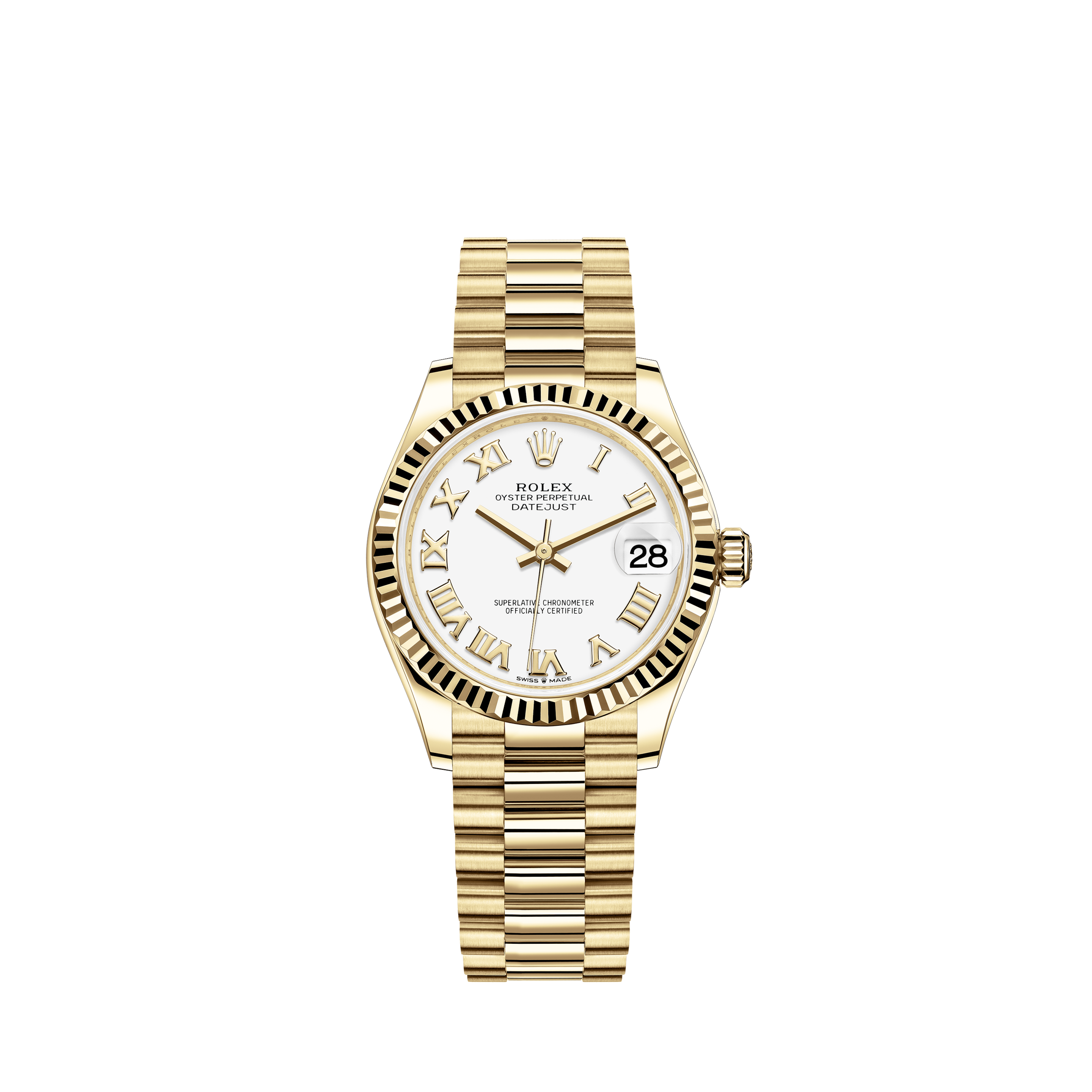 Rolex New Style Datejust Two Tone Fluted Bezel & Custom Silver Diamond Dial on Oyster BraceletRolex New Style Datejust Two Tone Fluted Bezel & Custom White Diamond Dial on Jubilee Bracelet