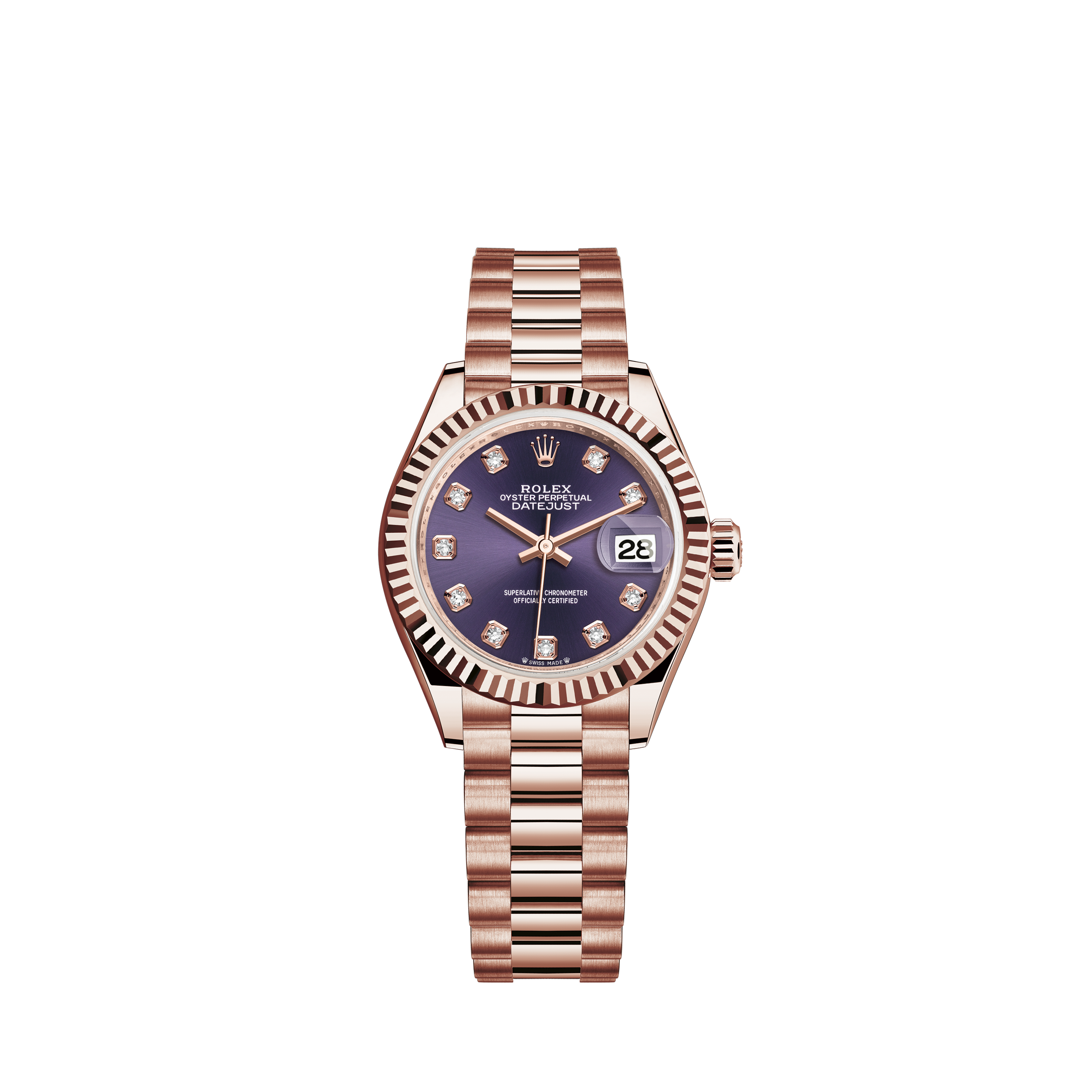 Rolex Grey Roman 26mm Datejust SS Fully Iced out Diamond Watch