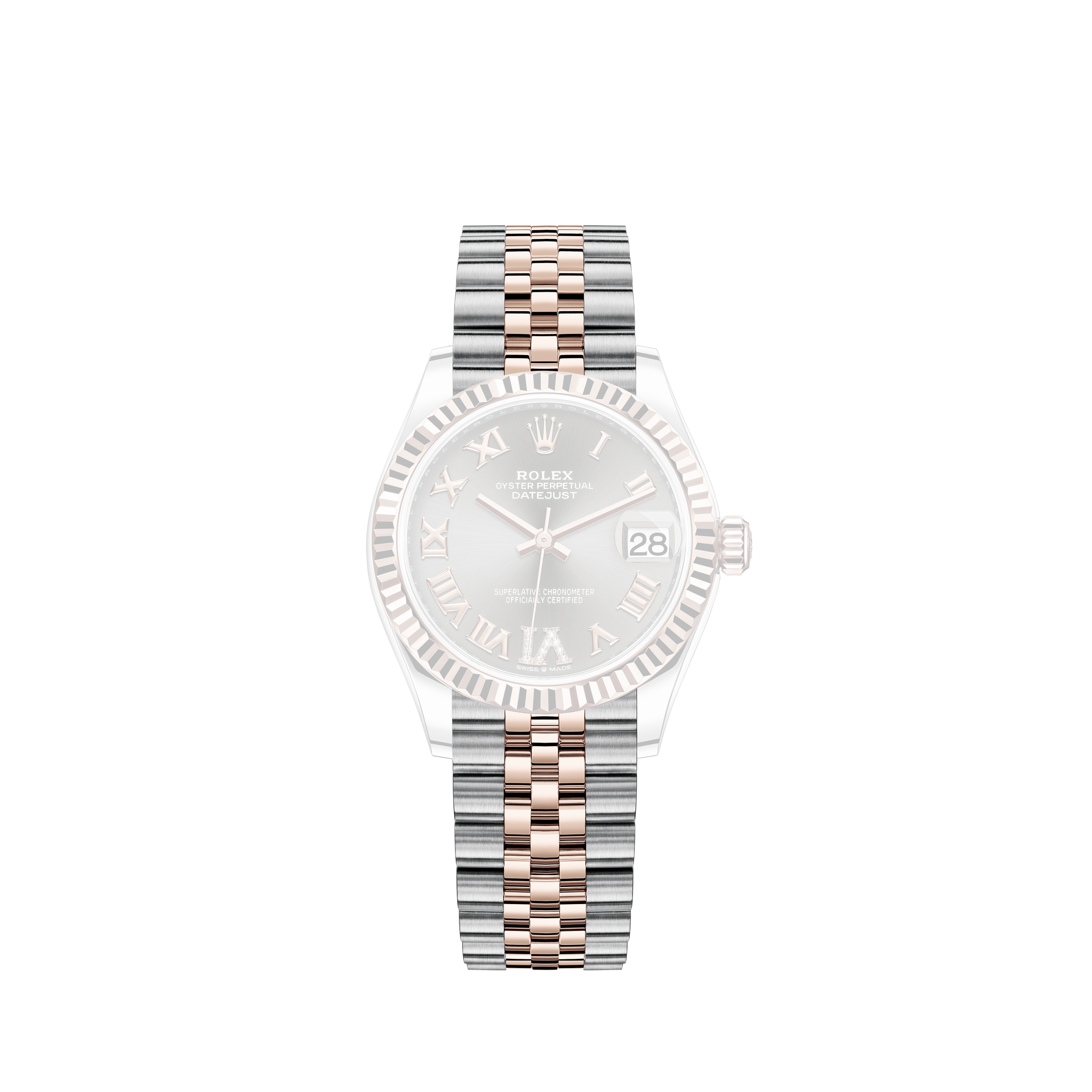 Rolex Ladies 31mm Rolex Datejust SS Silver Color Dial Classic + Lugs with Diamond Accen Wrist Watch