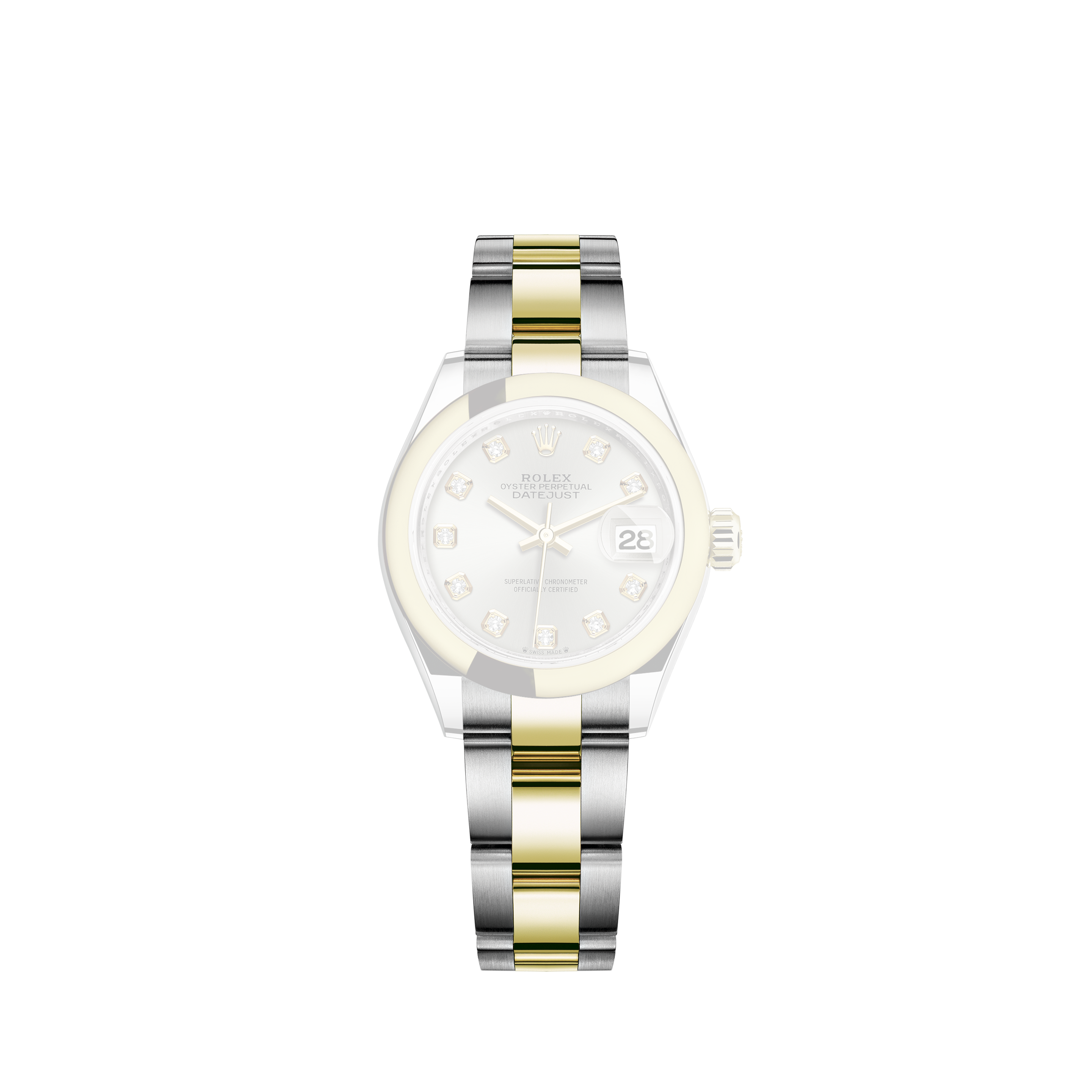 Rolex Ivory Track 36mm Datejust Two Tone 18K Gold + SS + Side Diamonds Oyster Band + Bezel