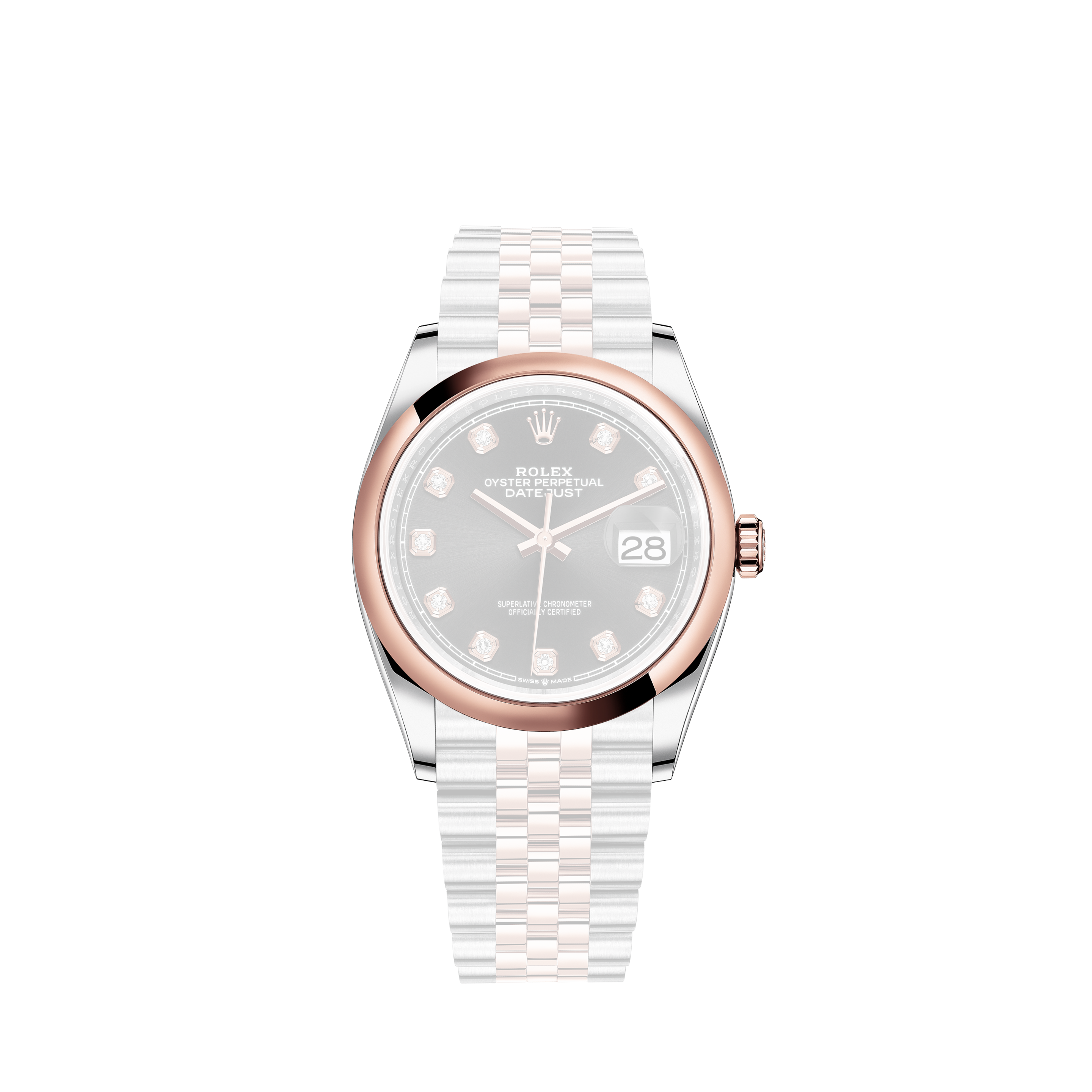 Rolex Ladies 26mm Rolex Datejust SS Grey Color Dial Classic + Lugs with Diamond Accent RT Wrist Watch