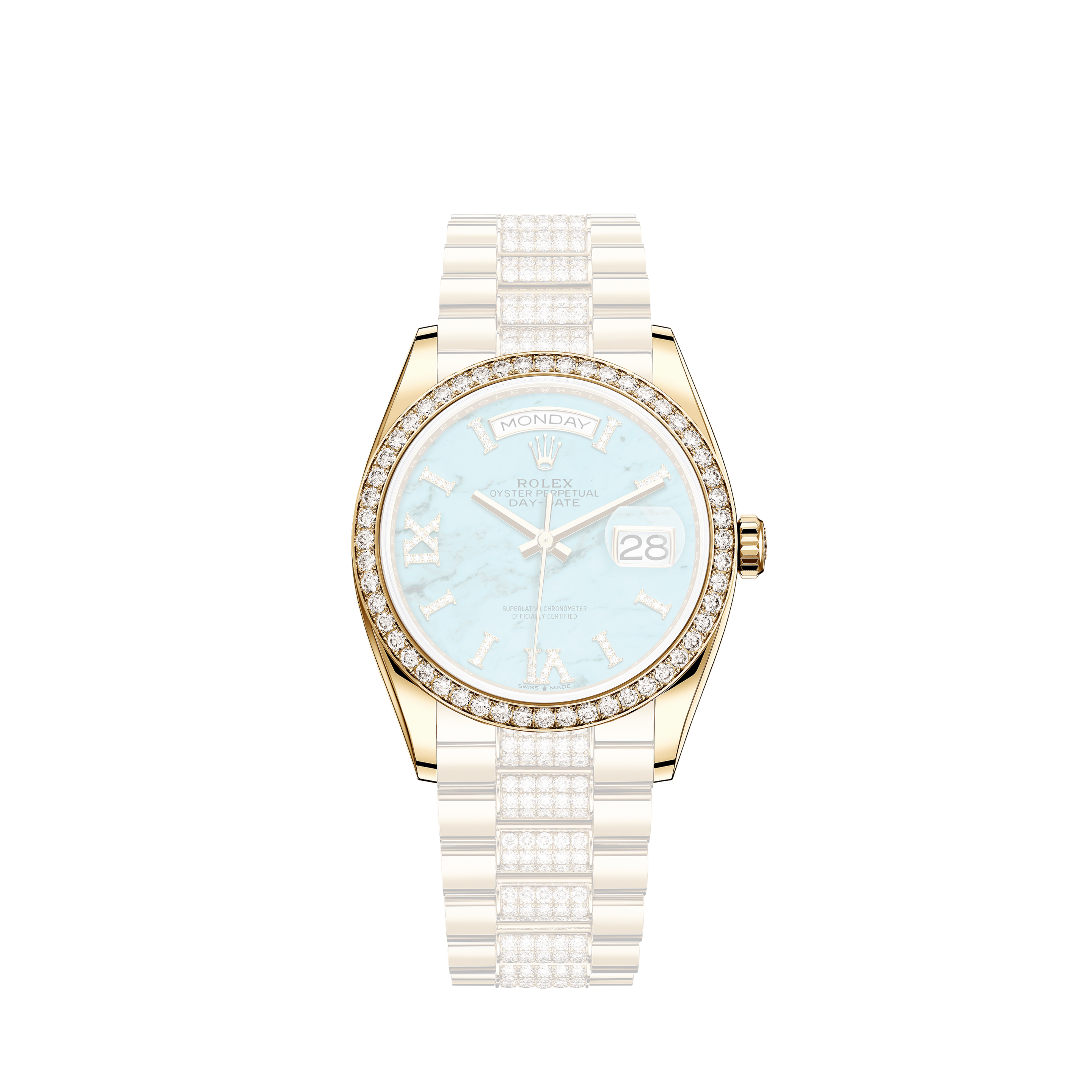 Rolex Mens Rolex Datejust 18k White Gold Ruby Diamond Bezel & Steel Red Vignette Watch