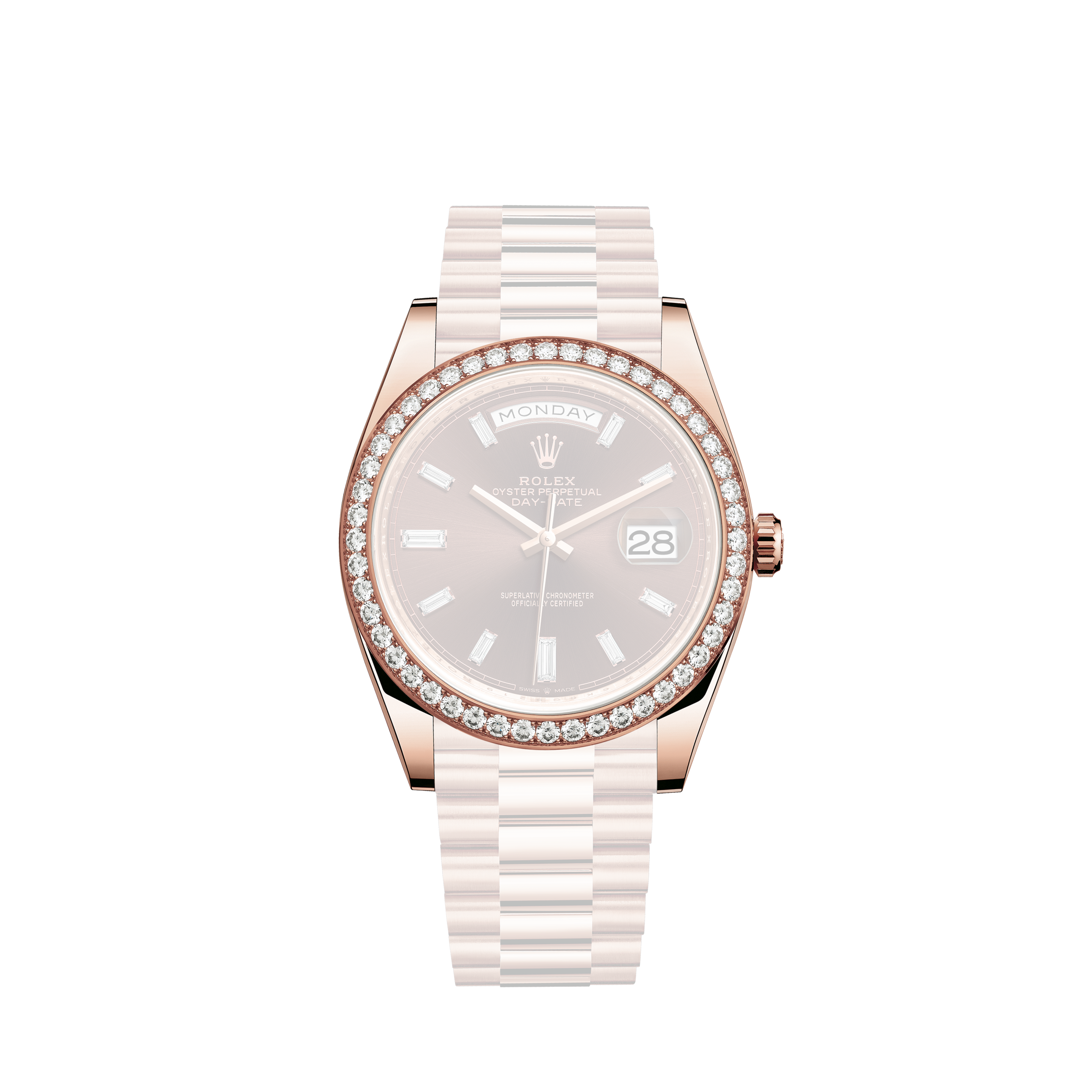Rolex 36mm Presidential 18kt Gold Pink String Diamond Dial with Vintage Style Marker Diamond Dial Diamond Beze 18038