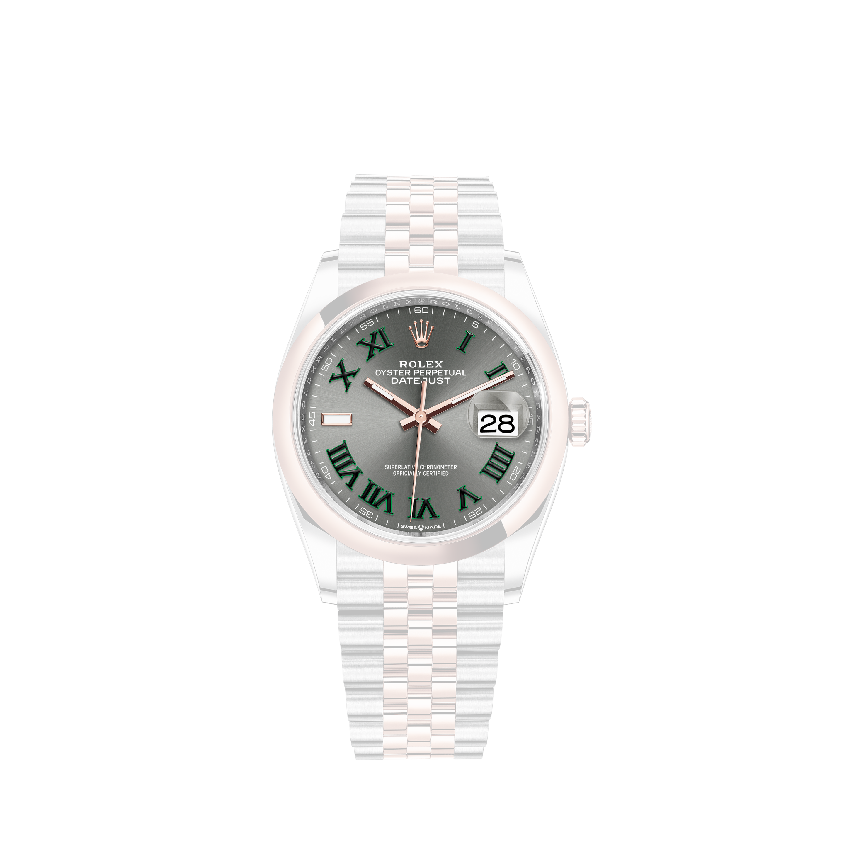 Rolex Datejust Rose Gold Two Toned Fluted Bezel with Sunset Index Dial - 2021Rolex Datejust Rose Gold unworn stickers on full set