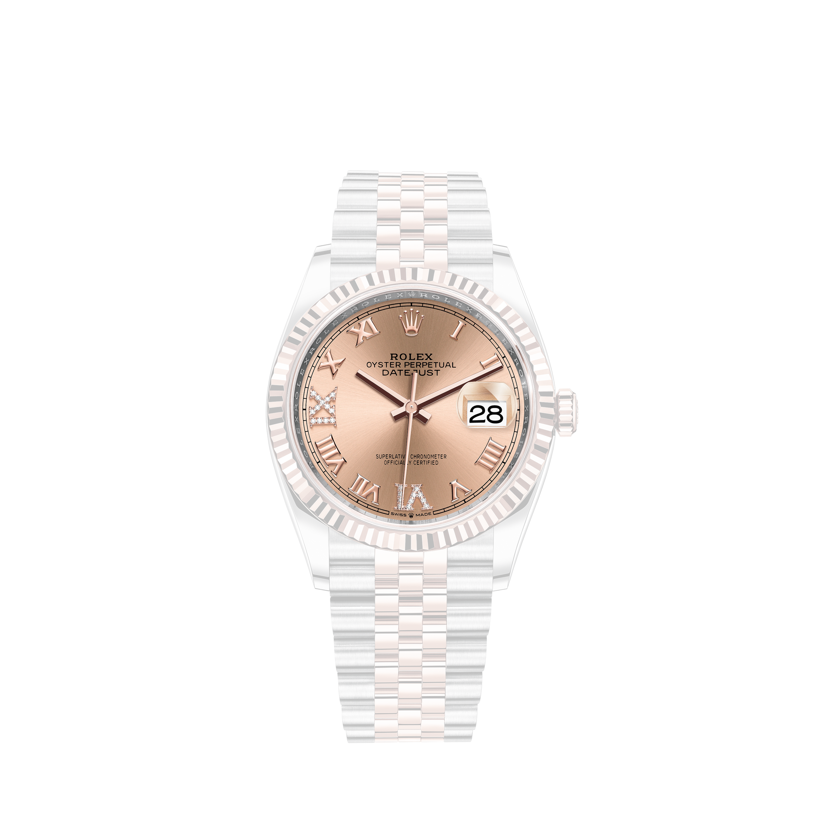 Rolex Datejust 36mm 4.6ct Dome Diamond Bezel/Champagne Roman Dial Steel WatchRolex Datejust 36mm 4.6ct Dome Diamond Bezel/Chocolate Roman Dial Steel Watch