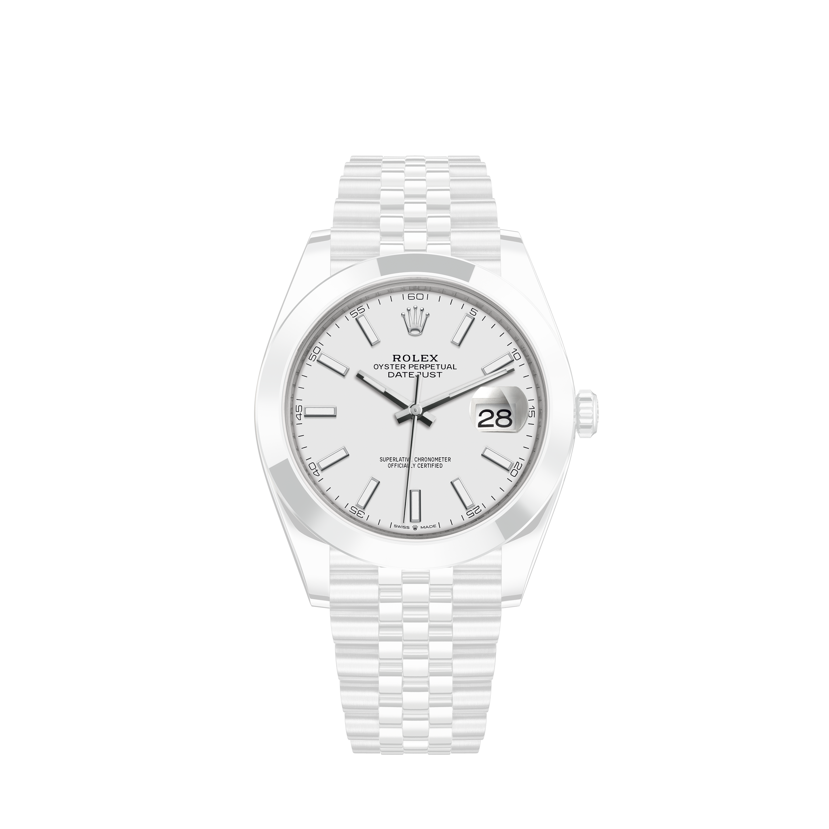 Rolex 36mm Datejust Classic White Mother of Pearl Diamond Dial Automatic Oyster Perpetual Watch