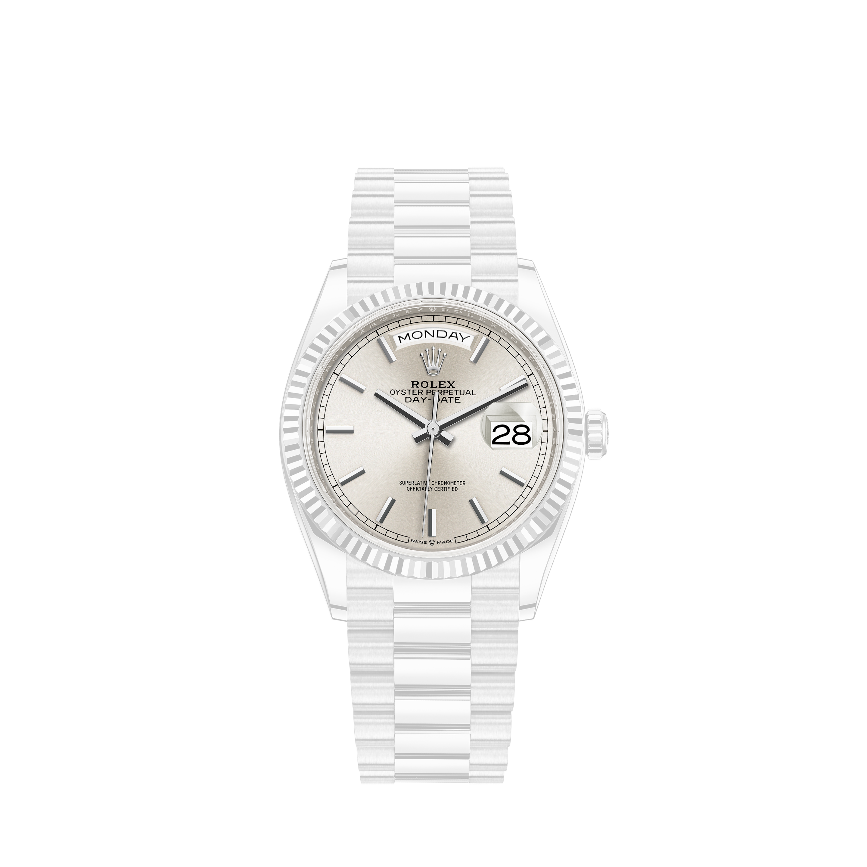 Rolex Mens Rolex Datejust Roman 18k White Gold Sapphire Diamond & Steel Watch 16014