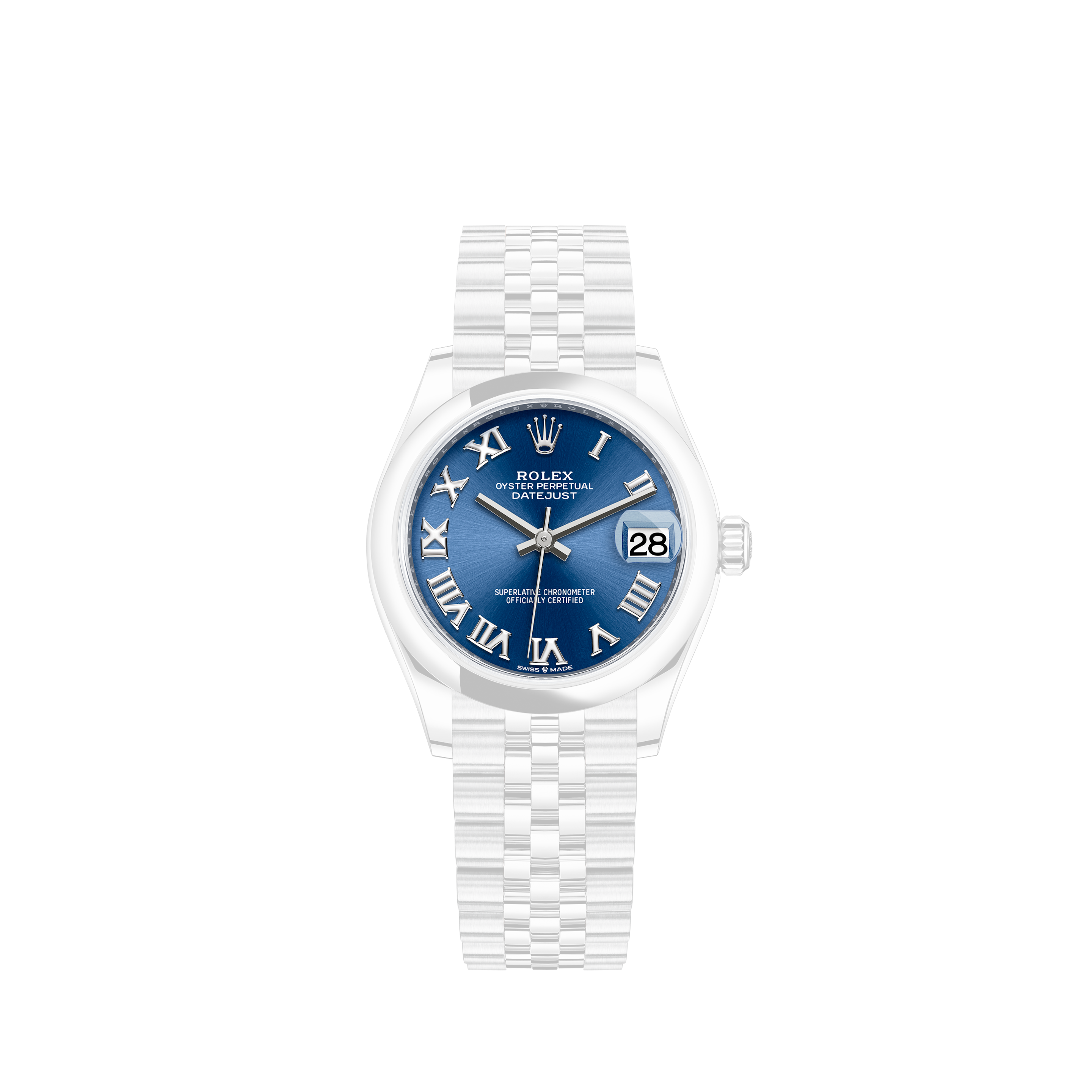 Rolex Ladies Rolex Datejust 18k White Gold Diamond Ruby & Stainless Steel Watch 69174