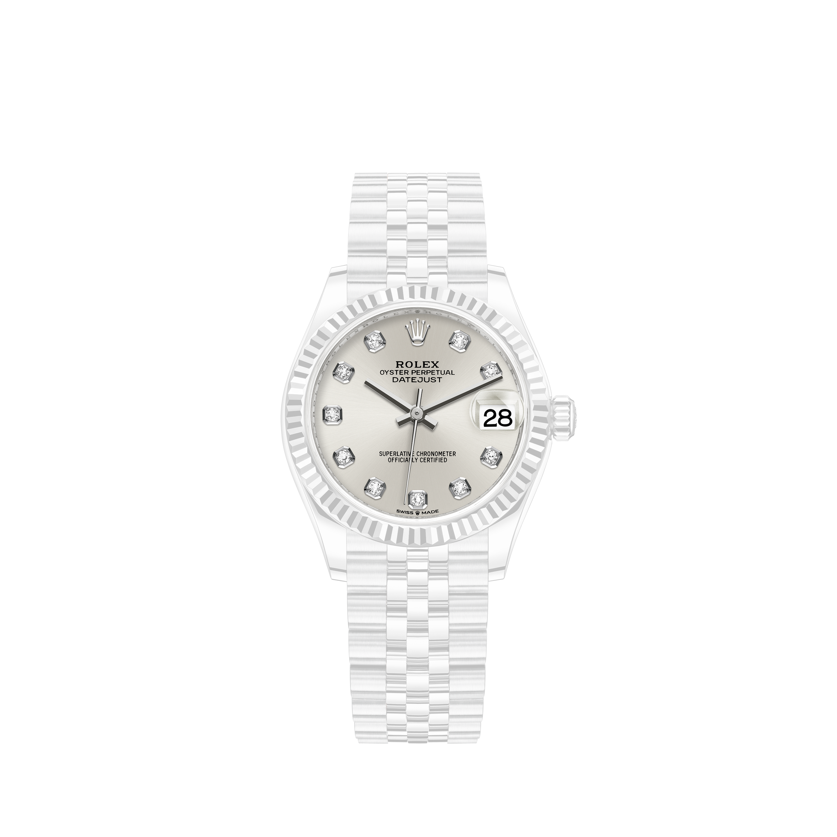 Rolex Emerald and Diamond 36mm Datejust Stainless Steel White Color Jubilee Dial Watch with Diamonds