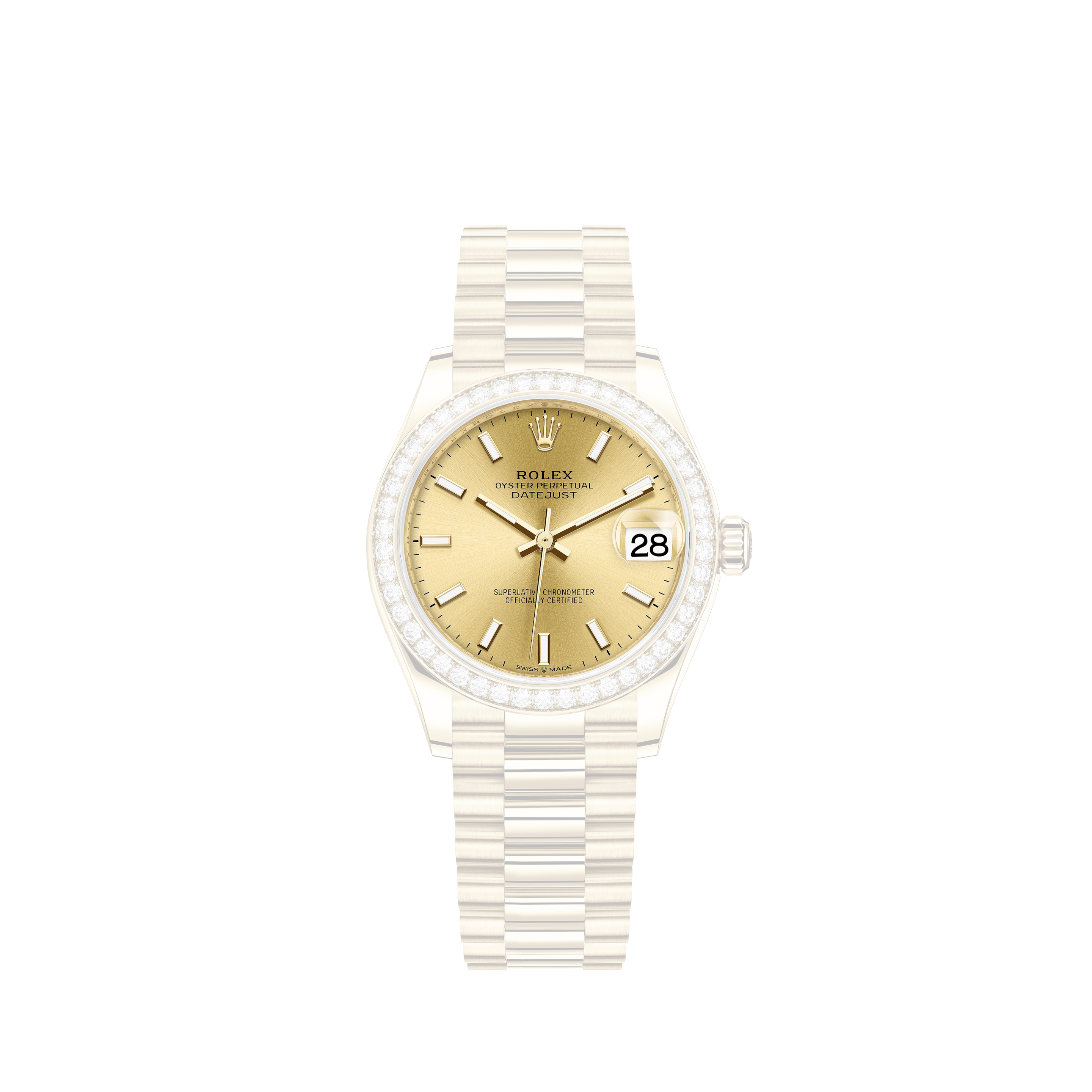 Rolex Lady-Datejust 26mm SS / 18kt Gold Silver Baton Dial Fluted Bezel Boxes Booklets