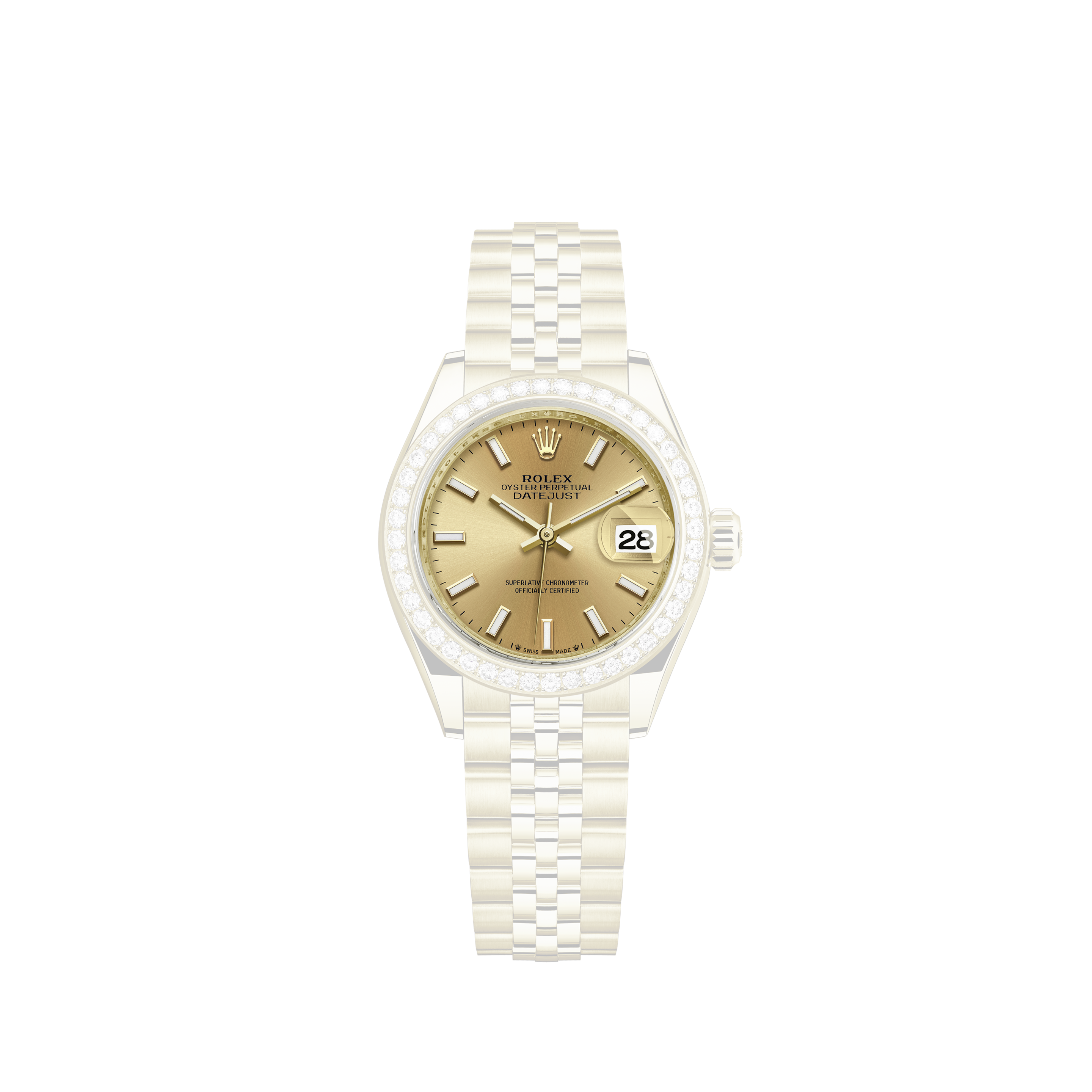 Rolex New Style Datejust Midsize Two Tone Custom Diamond Bezel & Diamond Dial on Oyster Bracelet P178273SDDO