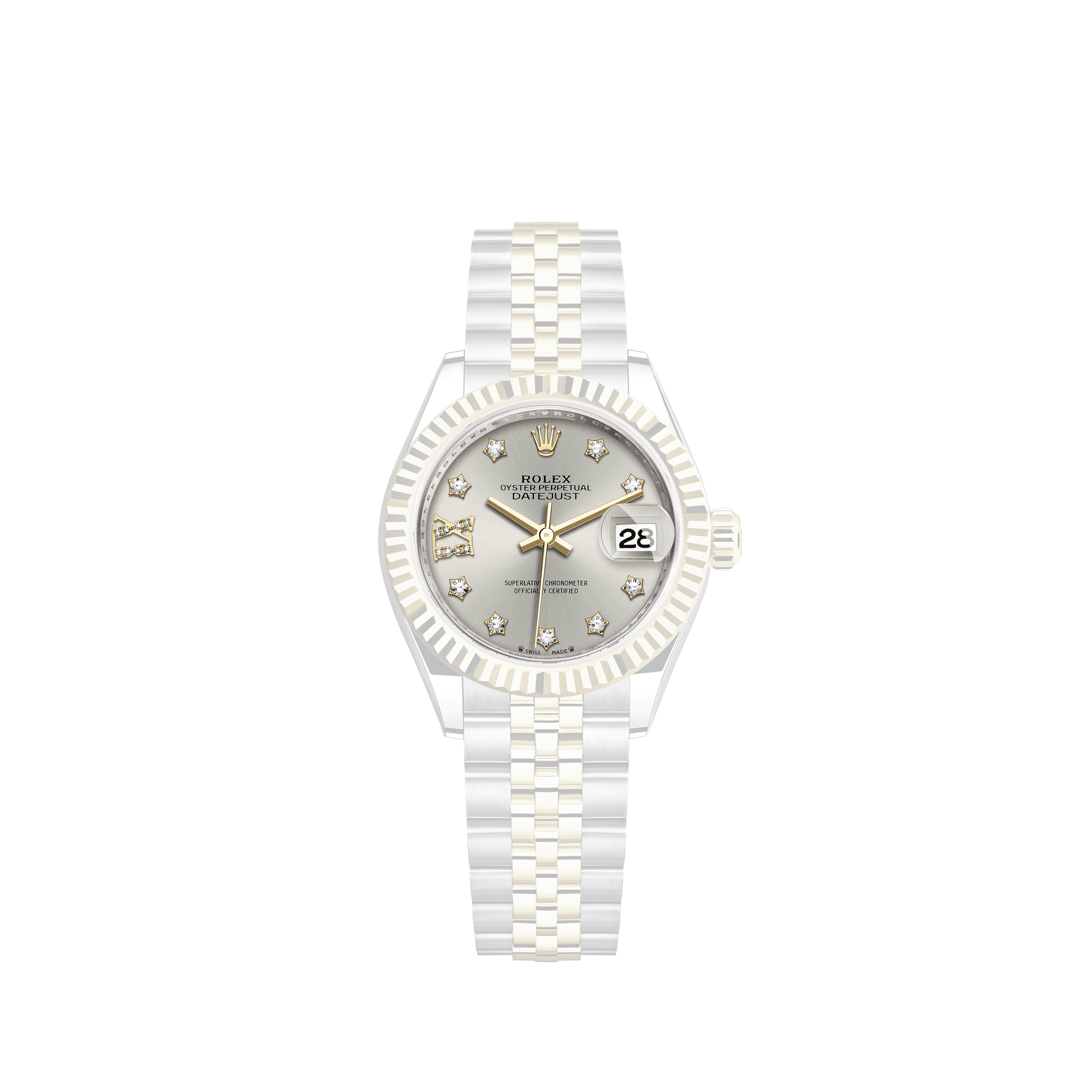 Rolex Mens Rolex Datejust Blue Diamond 1.60 Ct Bezel 18k White Gold Steel Watch
