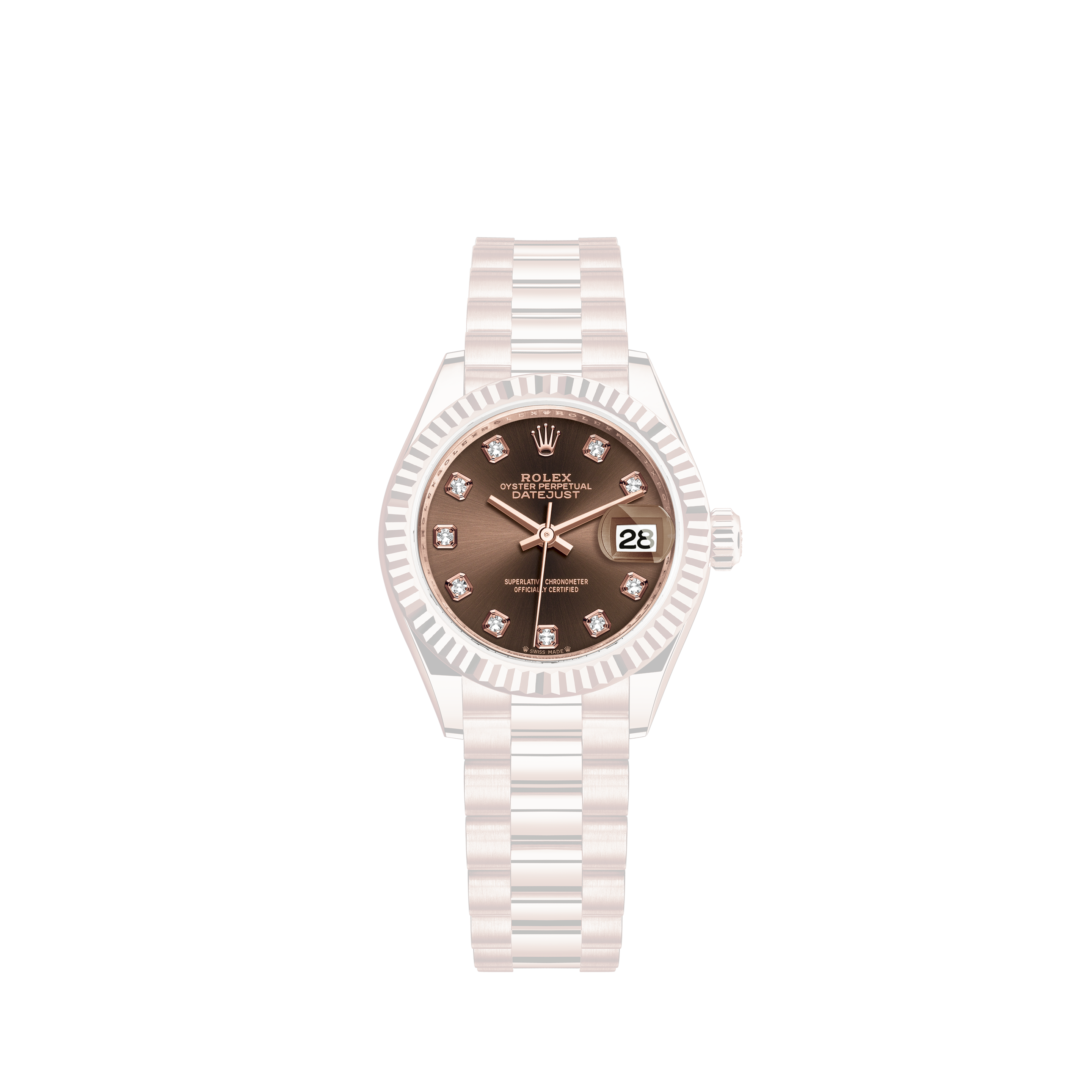 Rolex Datejust SS Metallic Pink Diamond Dial Custom Diamond Lugs 16014