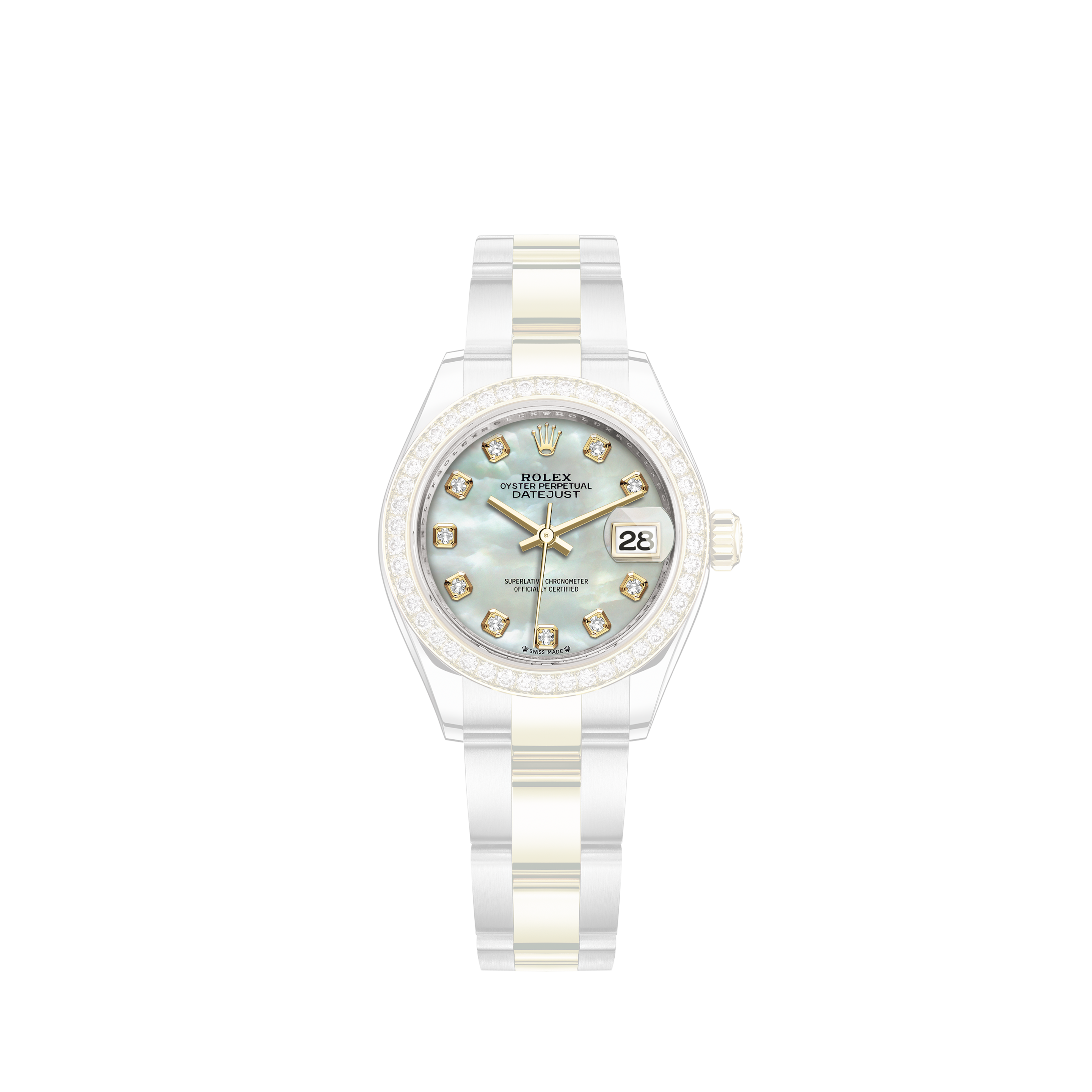 Rolex Women's Datejust Midsize Two Tone Fluted Silver Roman Dial