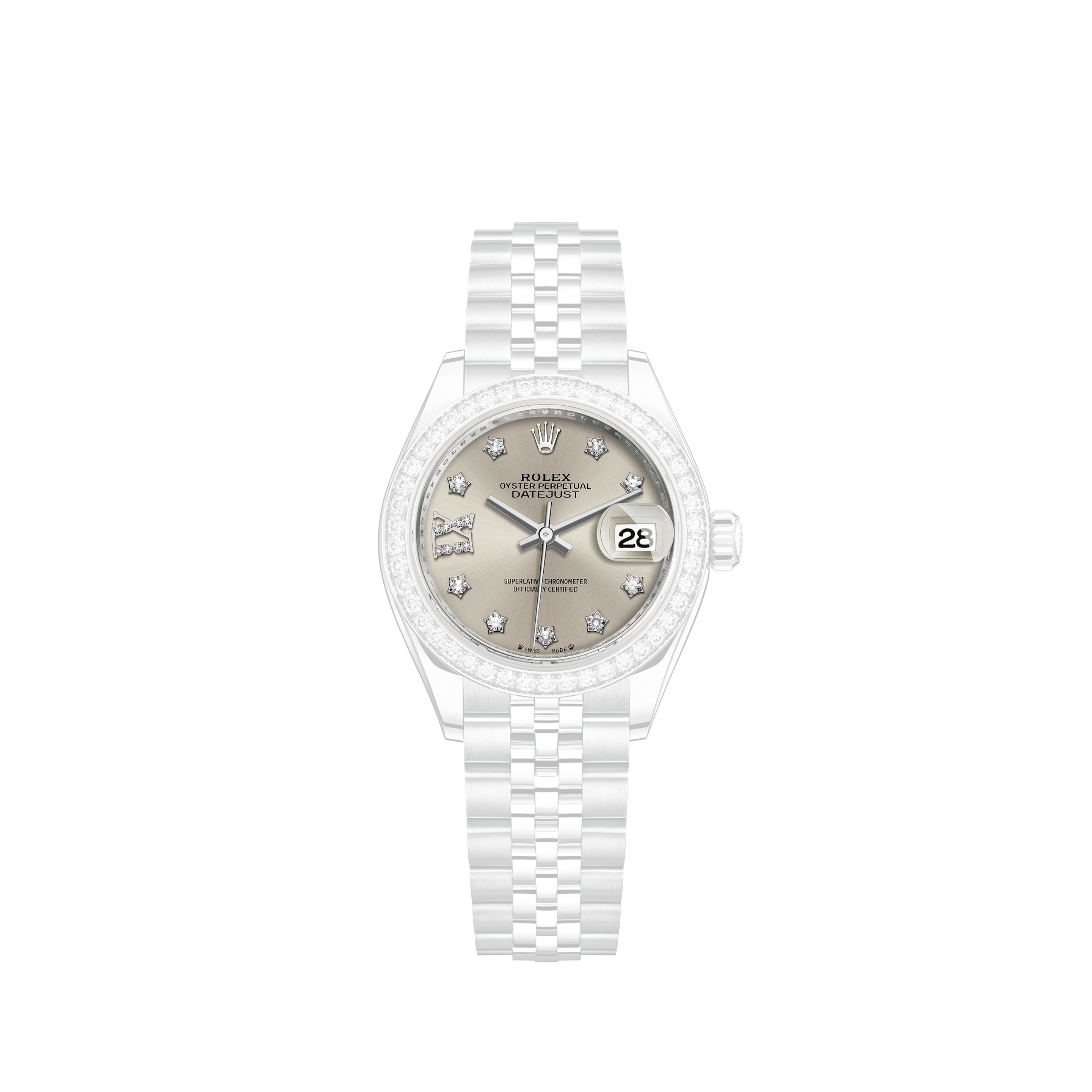 Rolex Women's President Midsize Fluted Silver Index DialRolex Women's President Midsize Fluted Silver Roman Dial