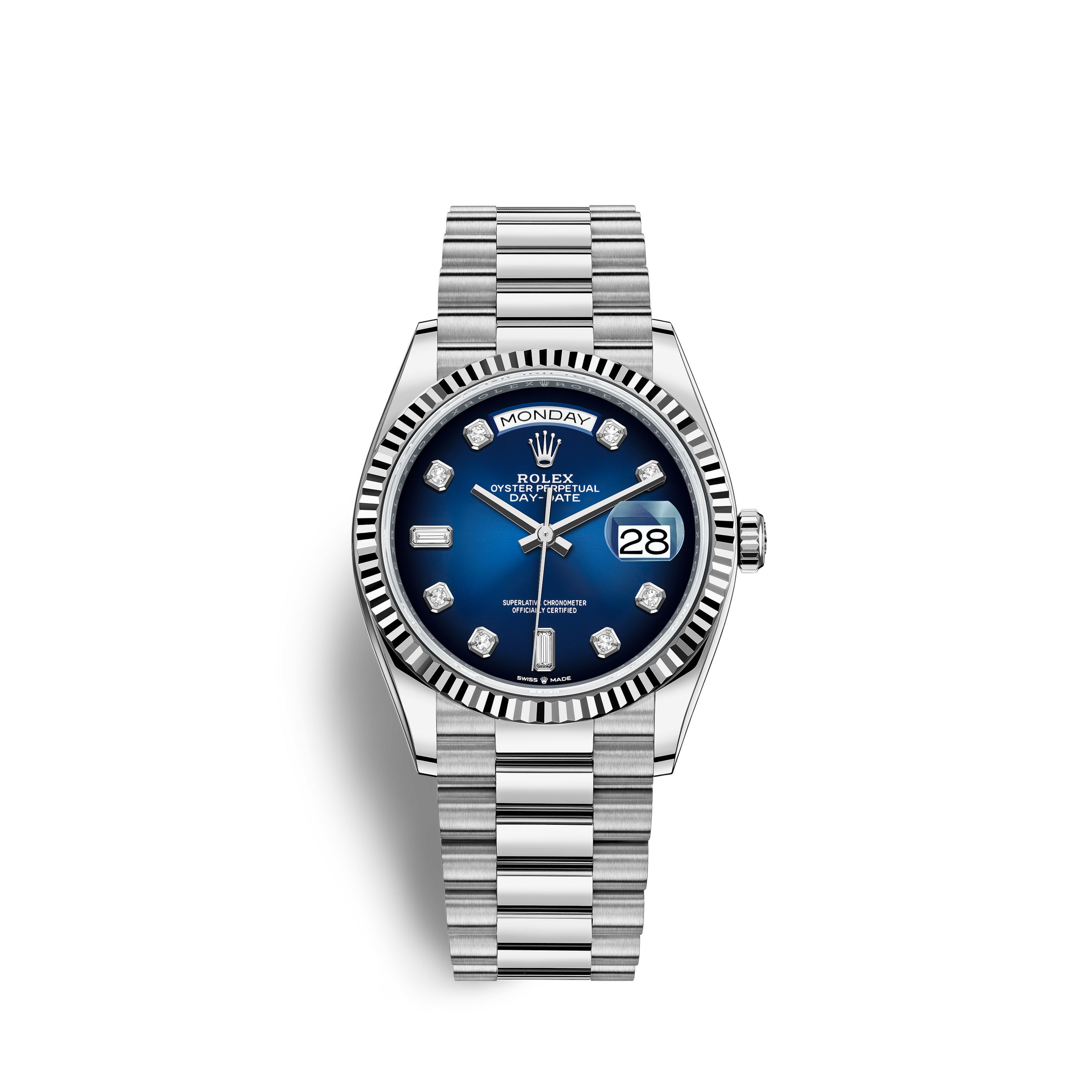 Rolex 26mm Datejust With custom Diamond bezel SS Blue Color Roman Numeral Dial Bezel and Lugs Deployment buckleRolex 26mm Datejust With custom Diamond bezel SS Blue Color Treated MOP Dial Bezel and Lugs Deployment buckle