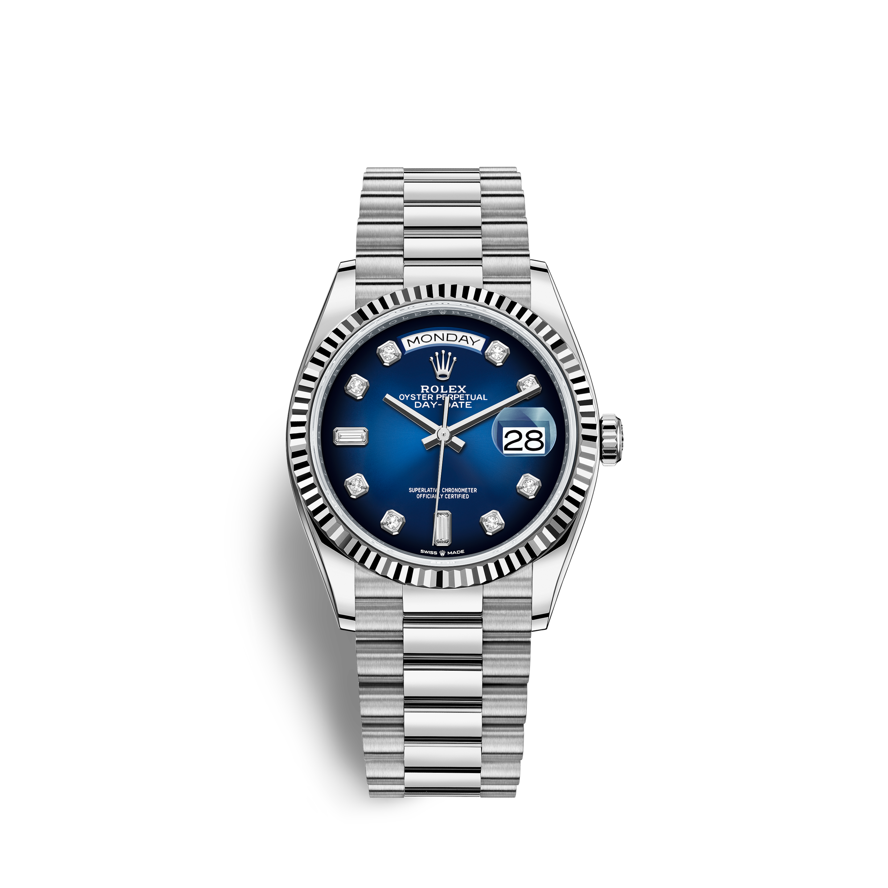 Rolex Blue Baguette 36mm Datejust SS Diamond & Sapphire Bezel