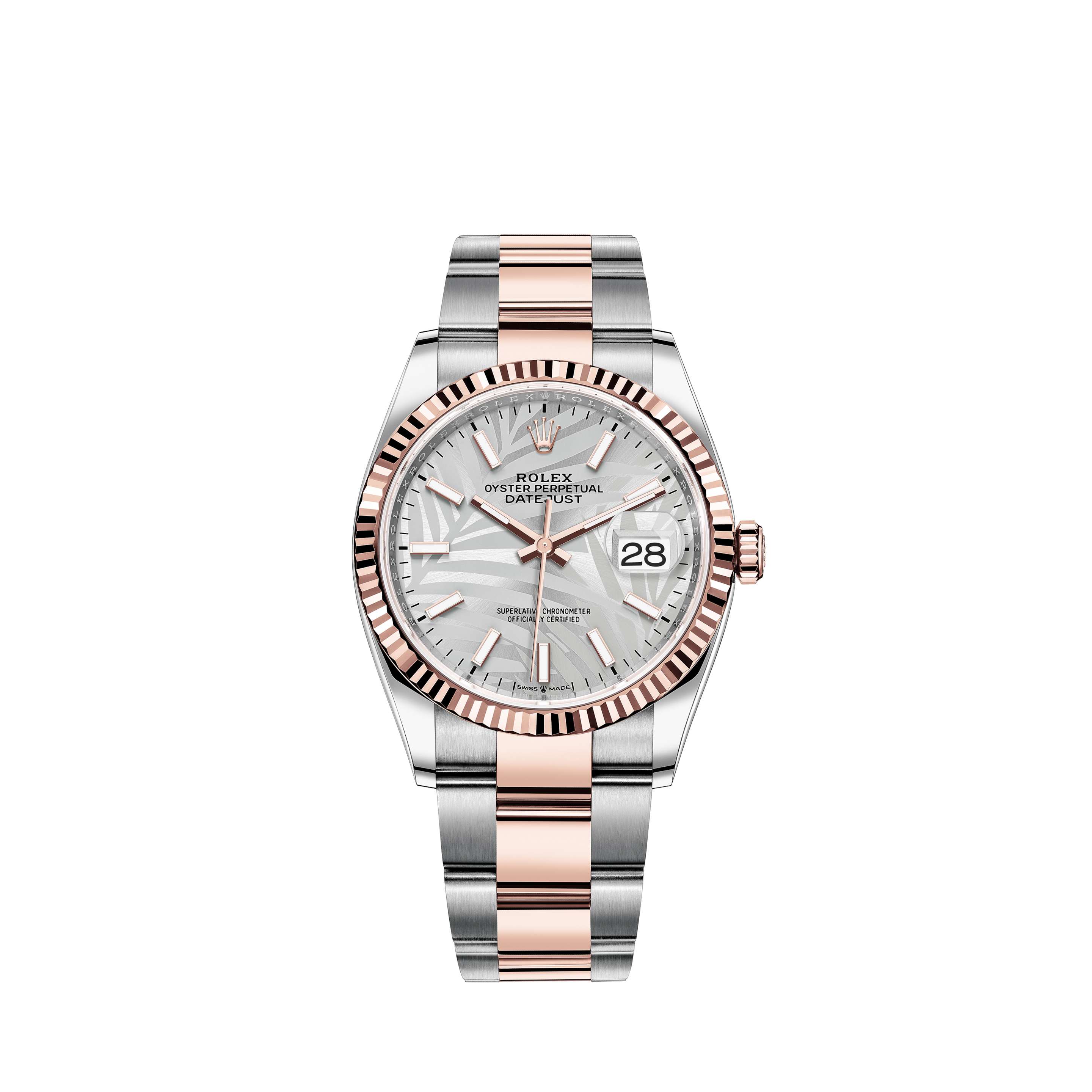 Rolex Women's Rolex 31mm Datejust Two Tone Diamond Bezel & Lugs White MOP Mother Of Pearl Dial with Accent 68273