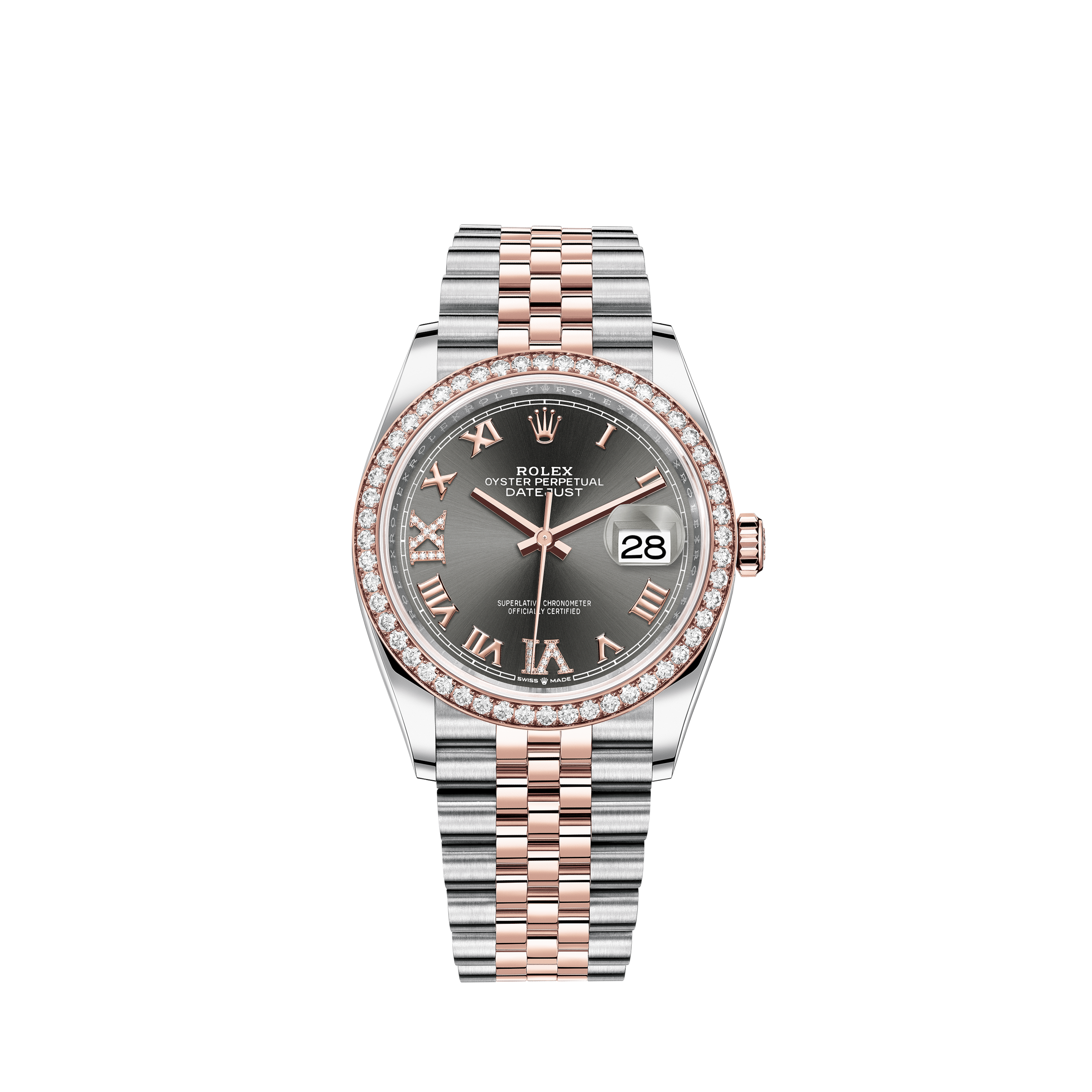 Rolex Lady Datejust Steel/White Gold Reg: 69174 with box from 1997Rolex Lady Datejust Stainless Steel 26mm Watch-Black Diamond Dial-Diamond Bezel