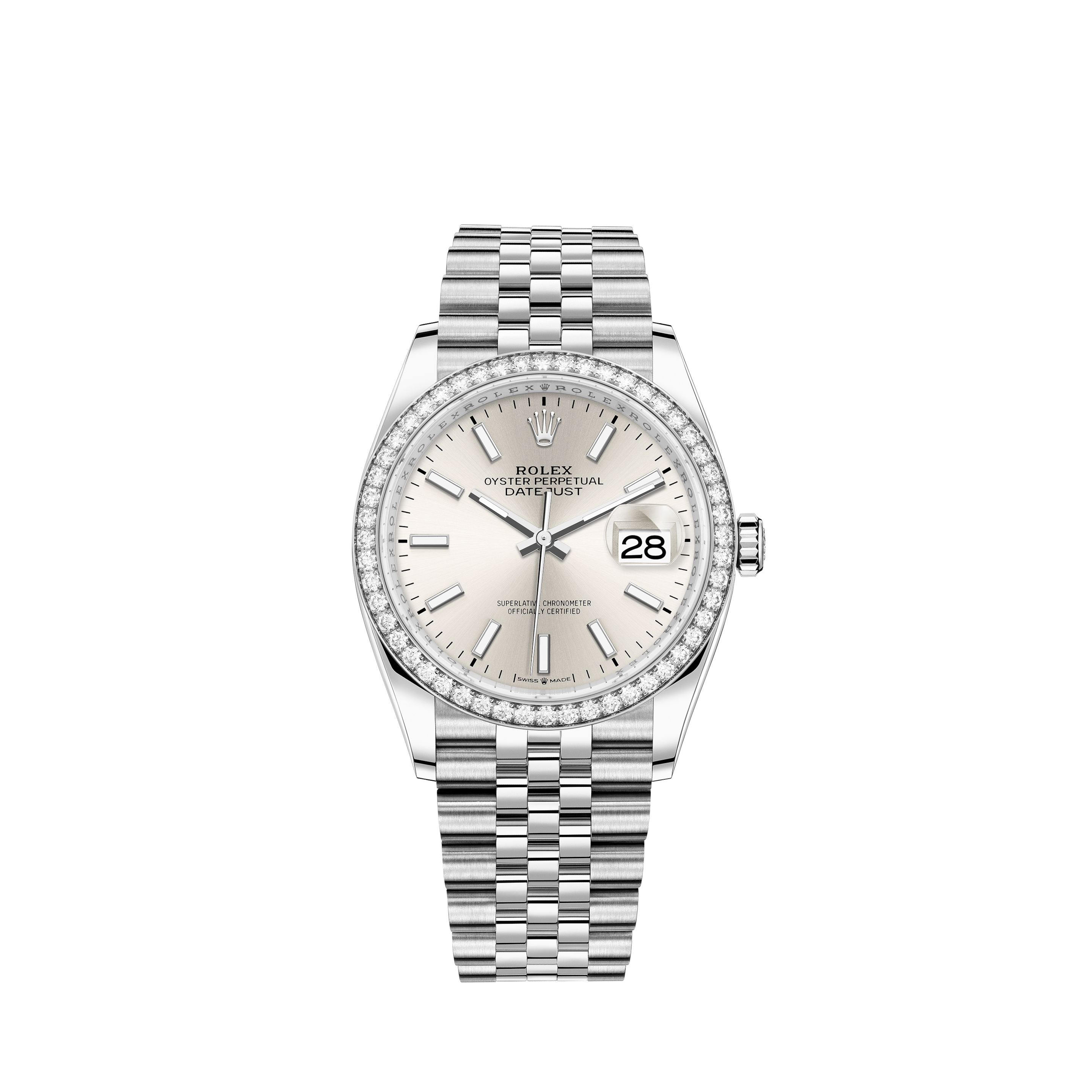 Rolex Datejust 36mm 116139 White Gold Leather Diamond 36mmRolex Datejust 36mm 116200 Diamond Silver Automatic Steel Box/P/1YrWTY #654-1.2