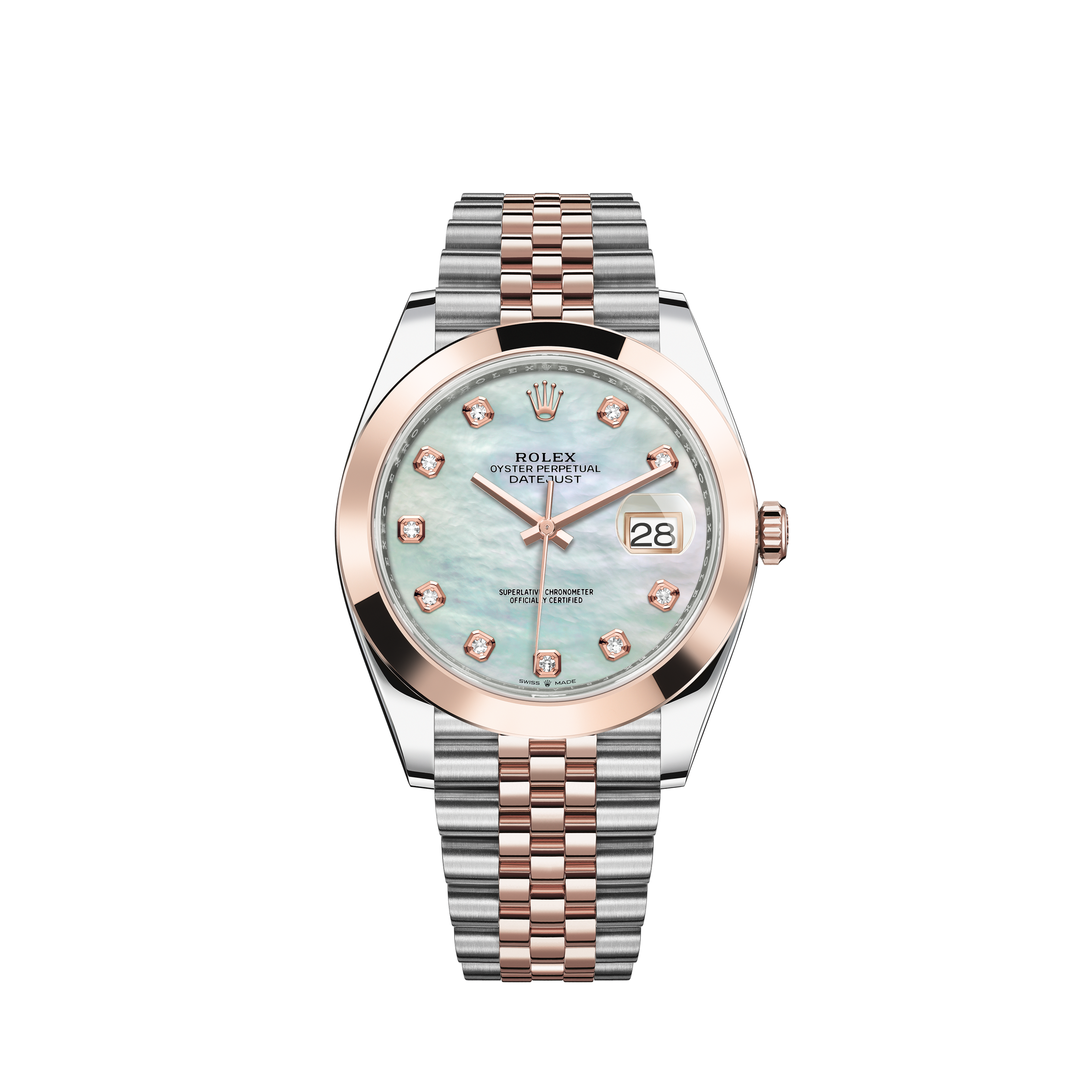 Rolex Datejust 36mm Steel & Everose Gold Silver Fluted Motif Index Dial Jubilee Bracelet