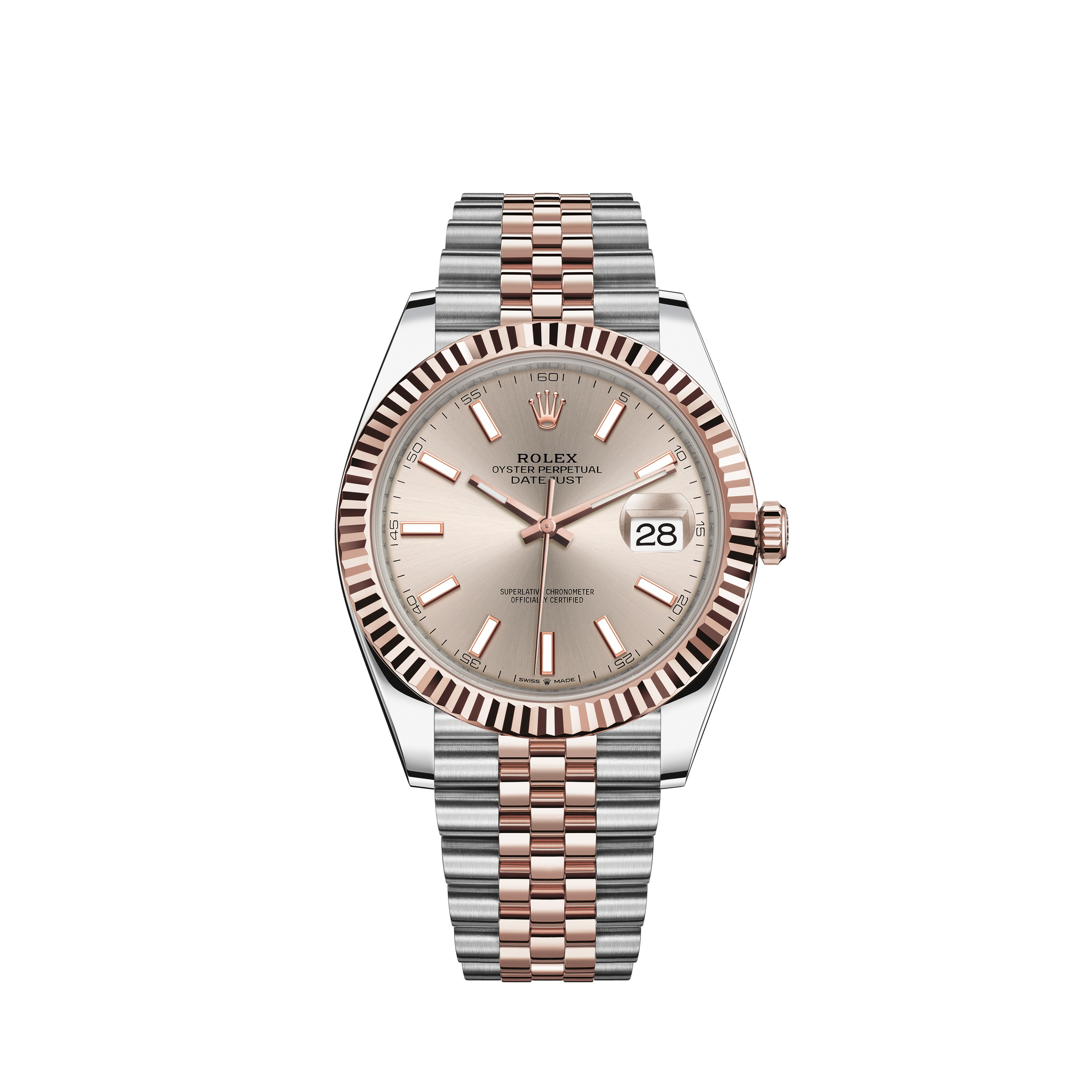 Rolex Lady-Datejust Rosegold/Steel pink dial 26 mm top condition box&papers