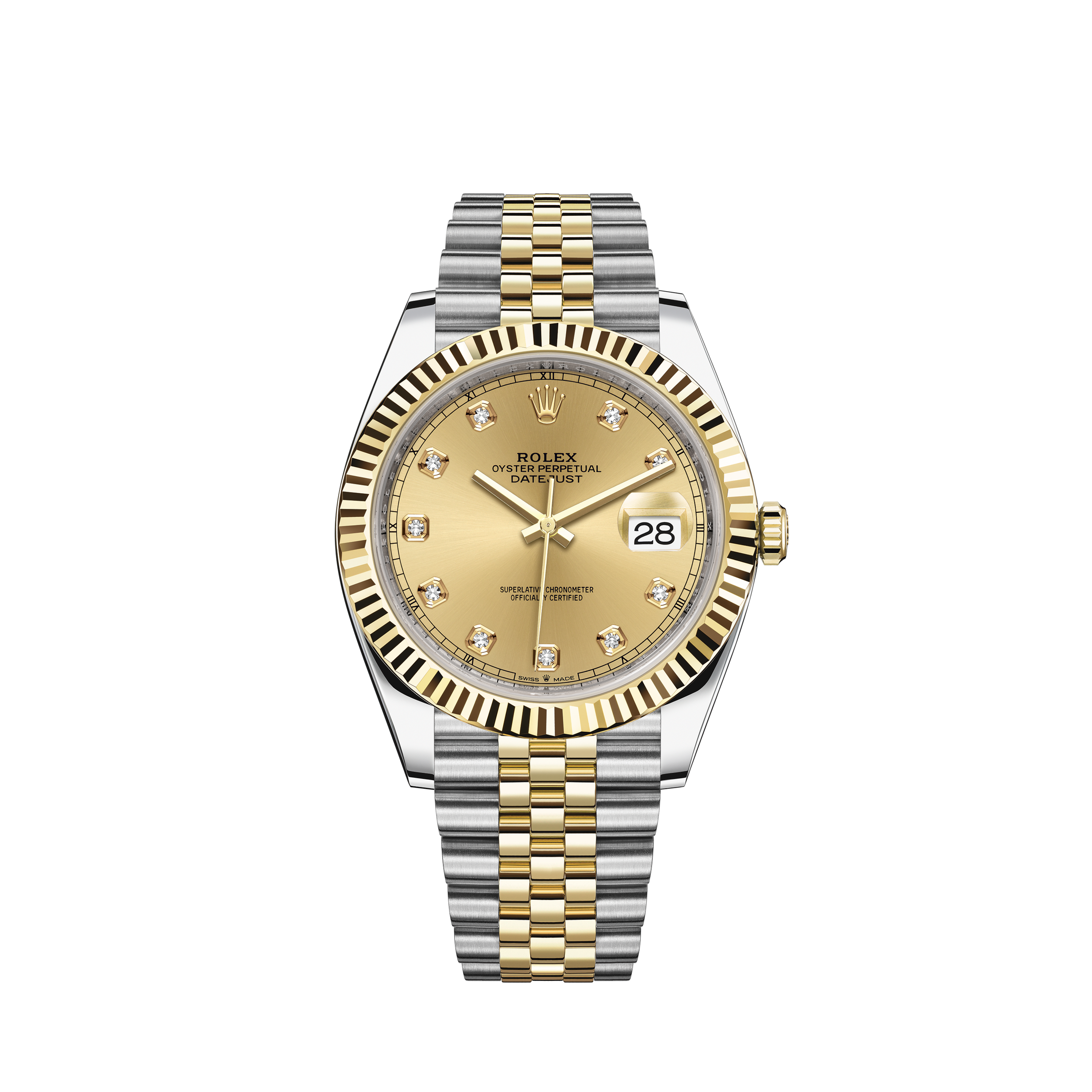 Rolex Datejust 2-Tone 36mm 1.4ct Diamond Bezel/Lugs/Pastel Orange Dial Watch