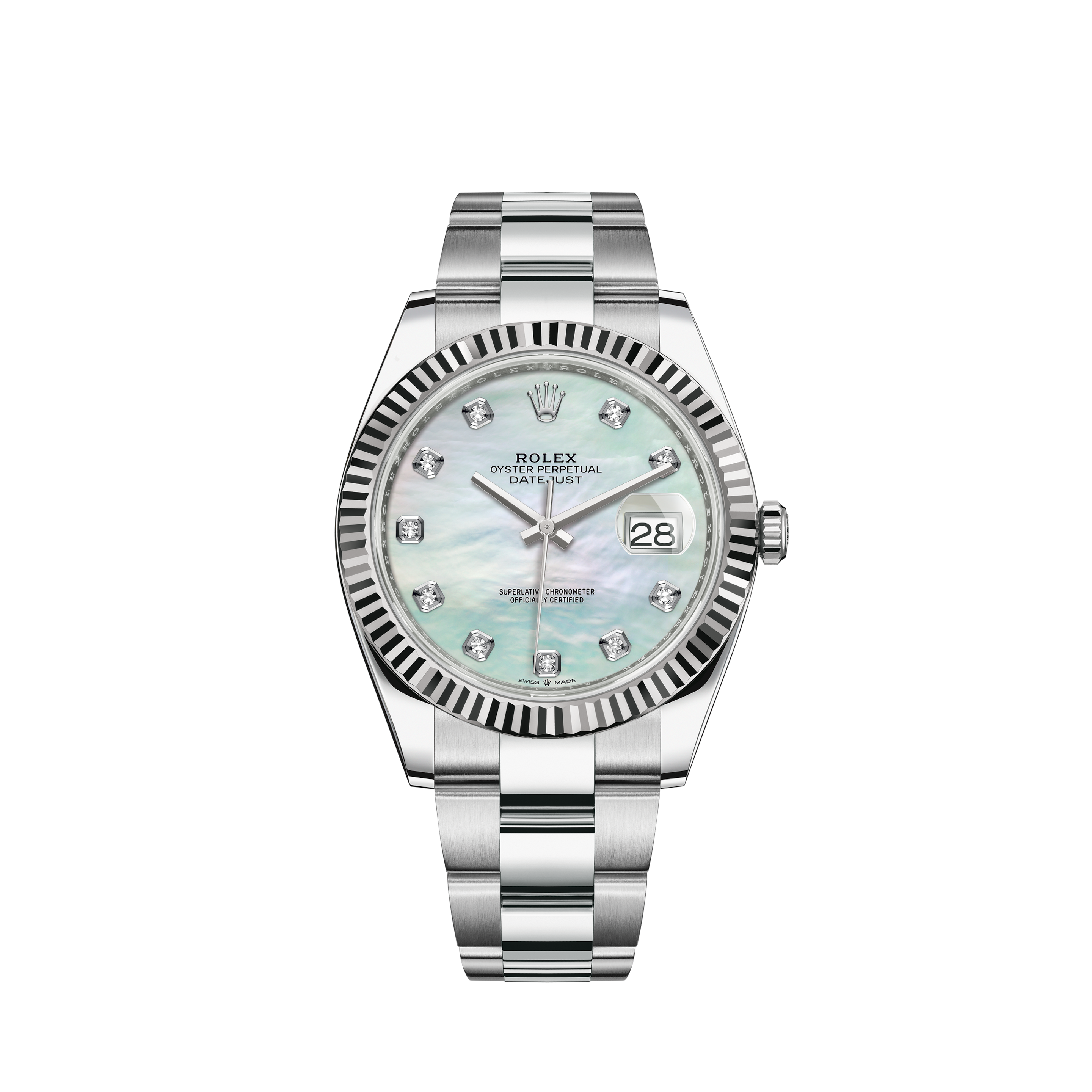 Rolex Ladies Rolex 26mm Datejust 2 Two Tone Jubilee Baby Blue MOP Mother Of Pearl Baguette Diamond Dial Bezel + Lugs + SapphireRolex Ladies Rolex 26mm Datejust 2-Tone Blue Color Roman Numeral Dial