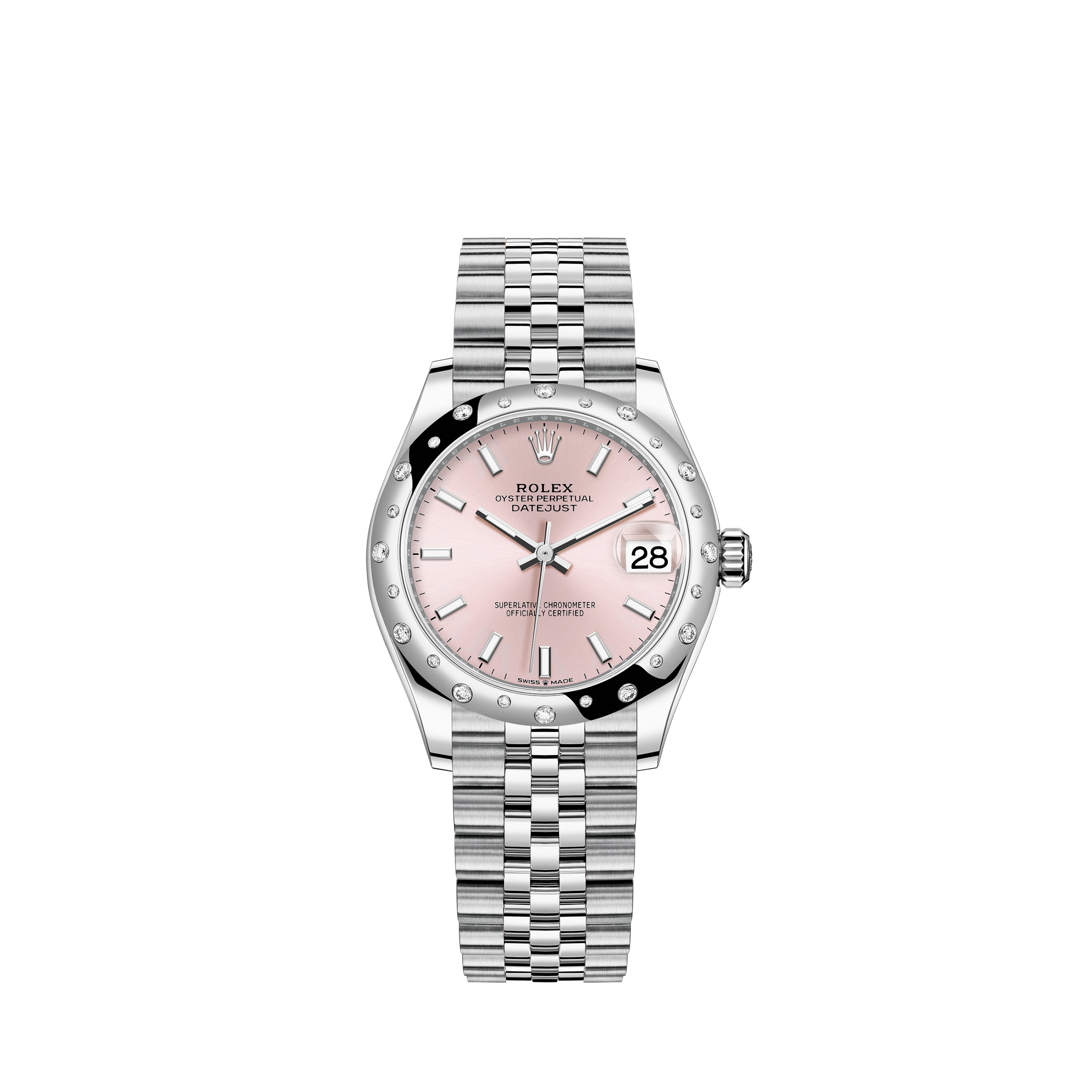 Rolex Lady-Datejust 28 White Gold Bezel - Pink Dial