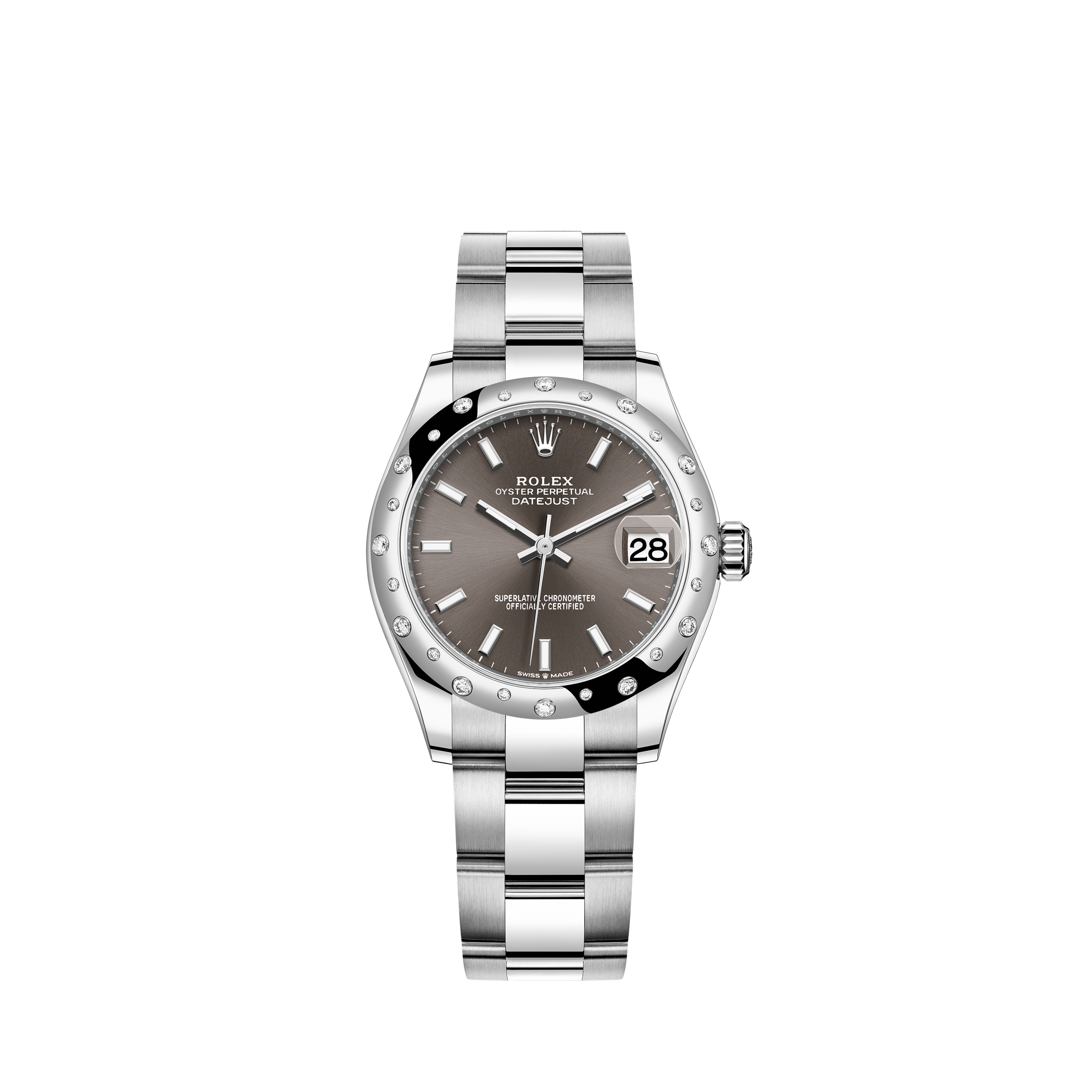 Rolex New Style Datejust Midsize Two Tone Custom Diamond Bezel & Diamond Dial on Oyster Bracelet P178271BDDO