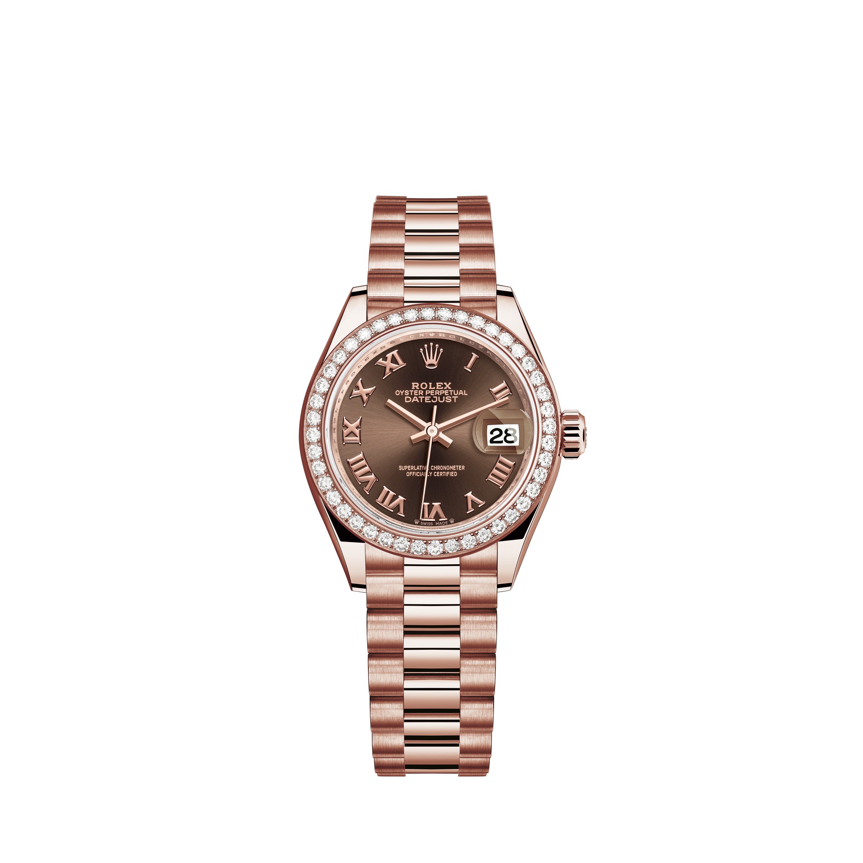 Rolex Lady Datejust 28mm Stainless Steel and Everose Gold 279171 White Roman Oyster