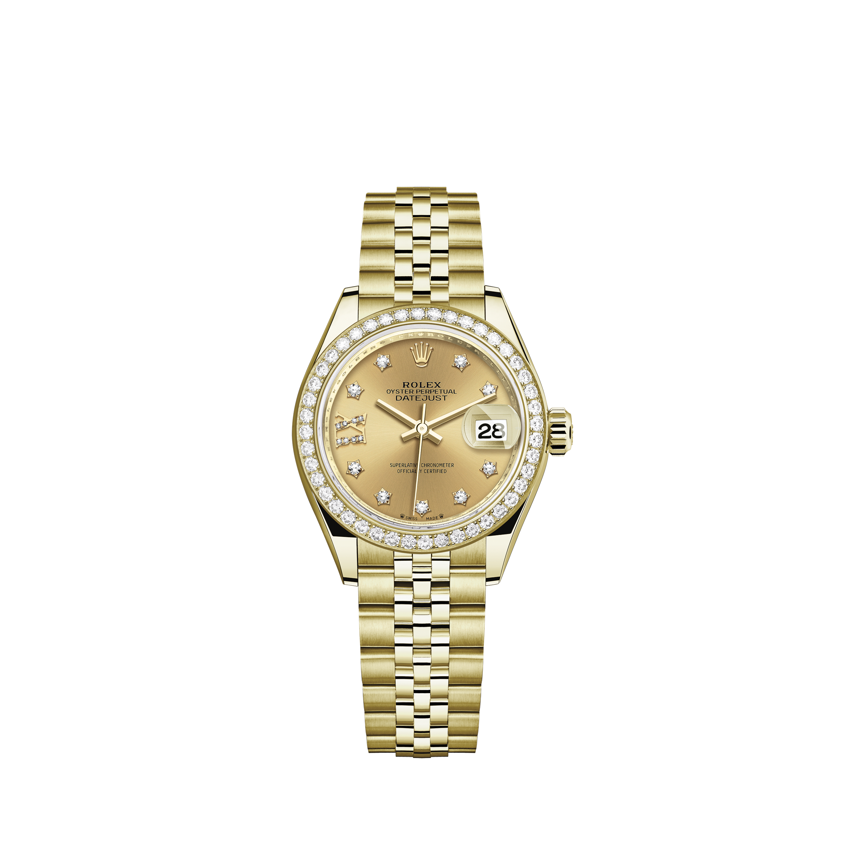 Rolex 36mm Day-Date 18038 18k Gold-Diamond Bezel-Champagne Vignette Roman Dial