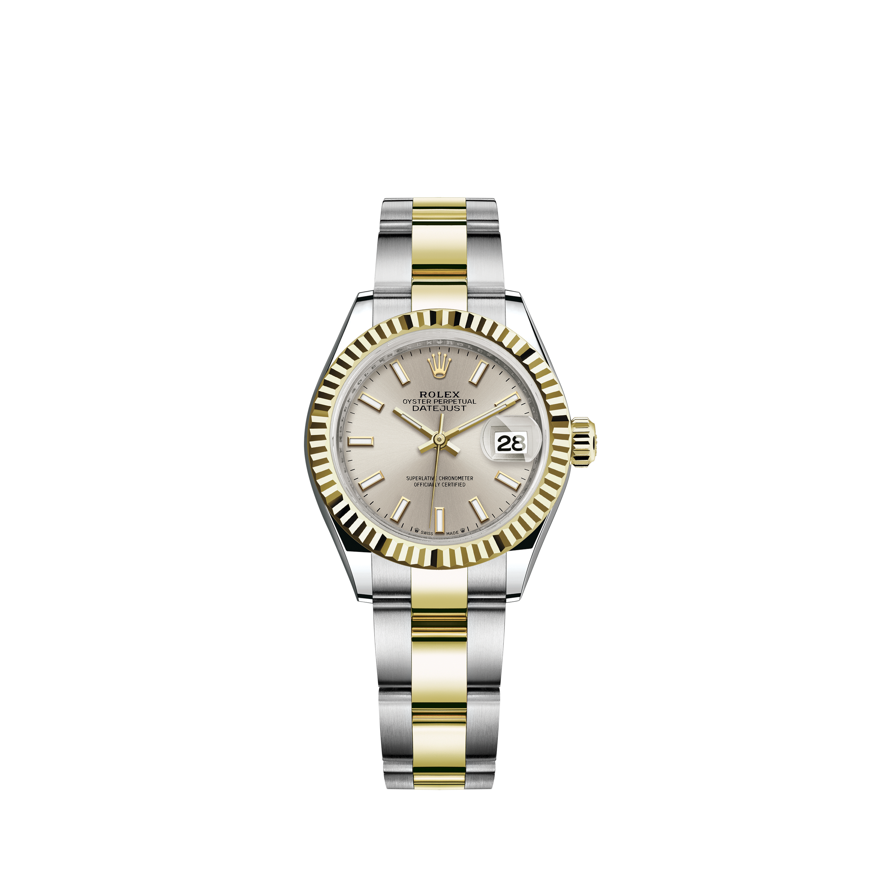 Rolex President Datejust Midsize White Gold Diamond Watch 68279 Box Papers