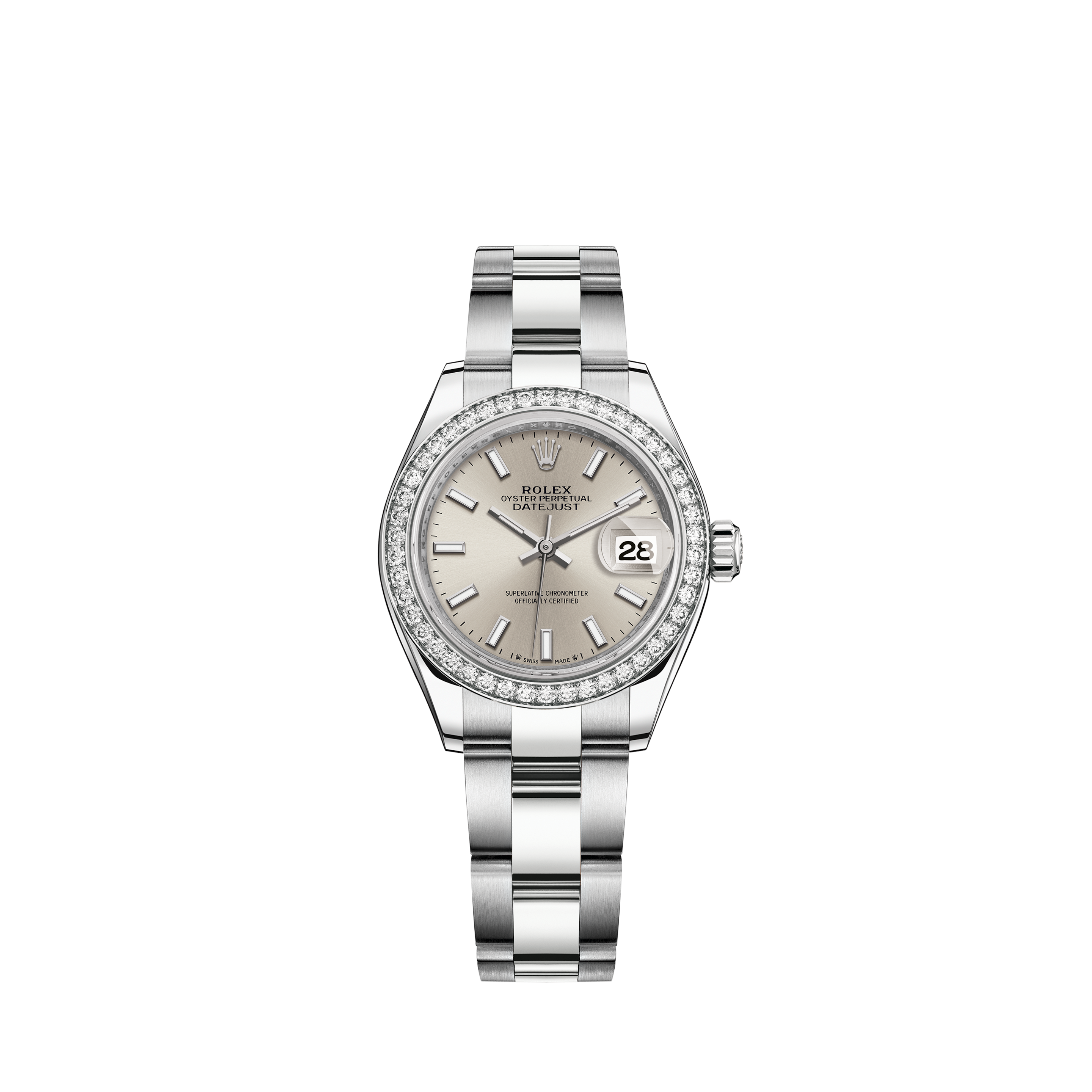 Rolex Ladies Rolex Baby Blue Pearl 26mm Datejust S/S Oyster Perpetual Diamond Side + Bezel & Lugs