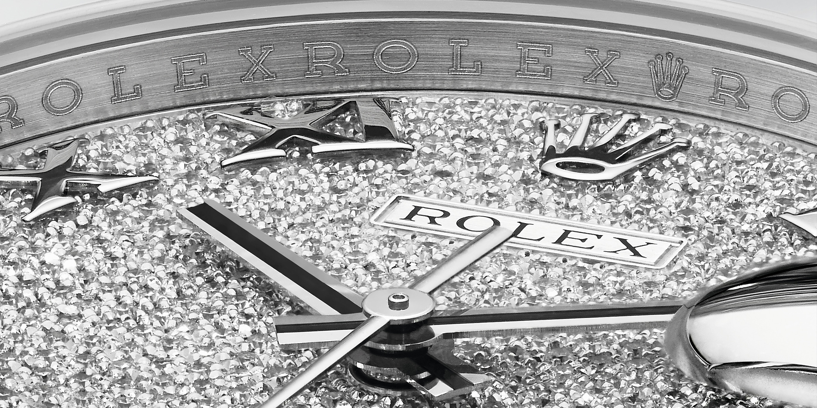 Rolex Ladies Rolex Datejust Silver Diamond 18k White Gold & Stainless Steel Watch